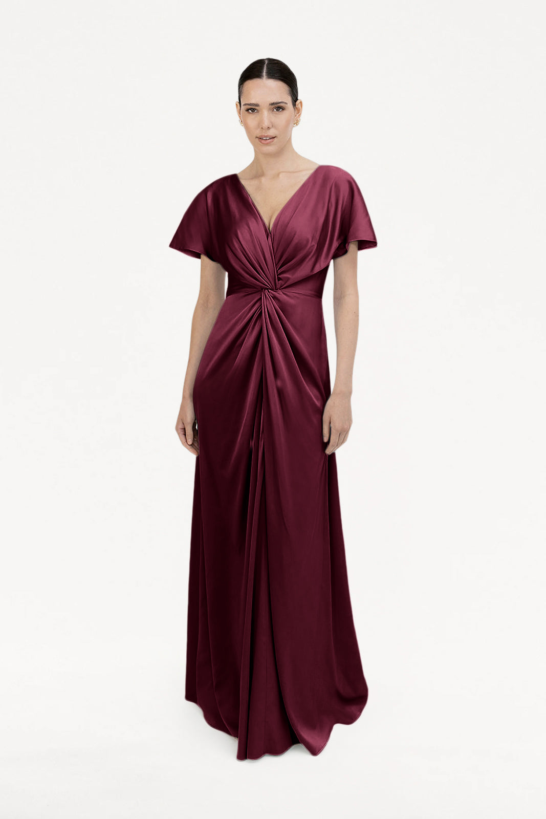 Camilla Bridesmaid Dress in Merlot Satin