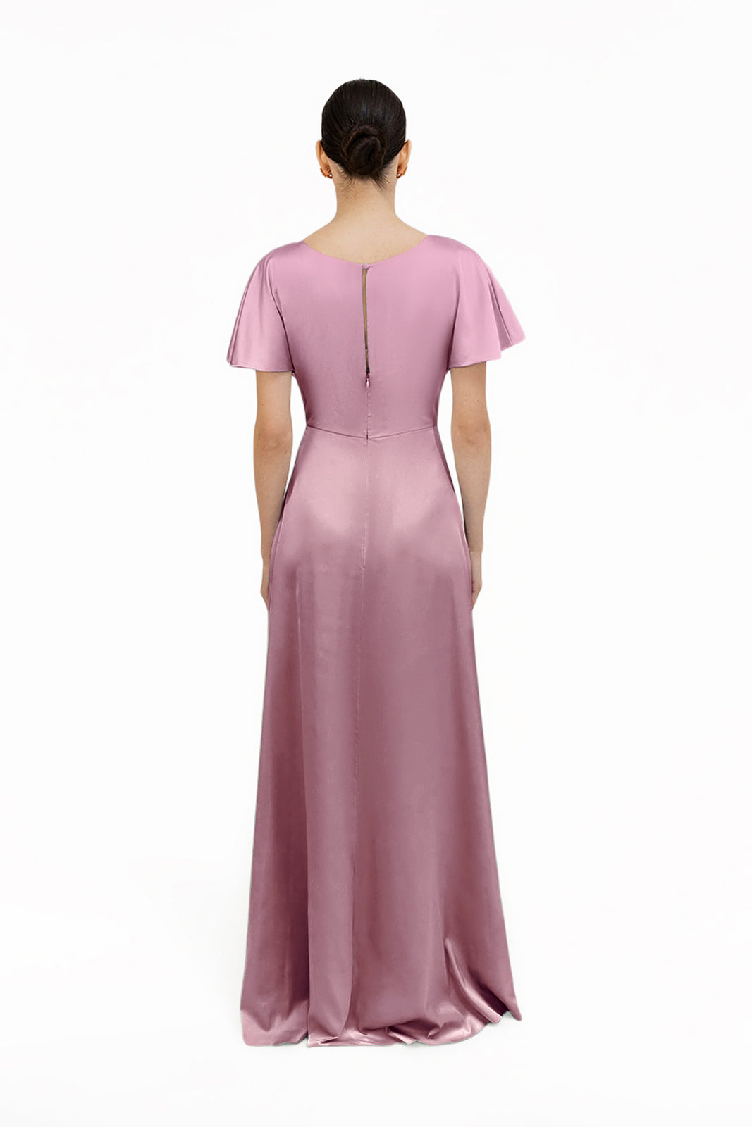 Camilla Bridesmaid Dress in Rose Pink Satin