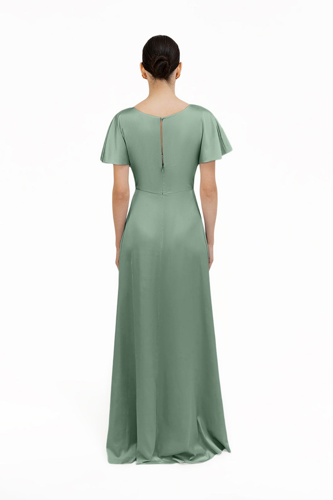 Camilla Bridesmaid Dress in Sage Green Satin