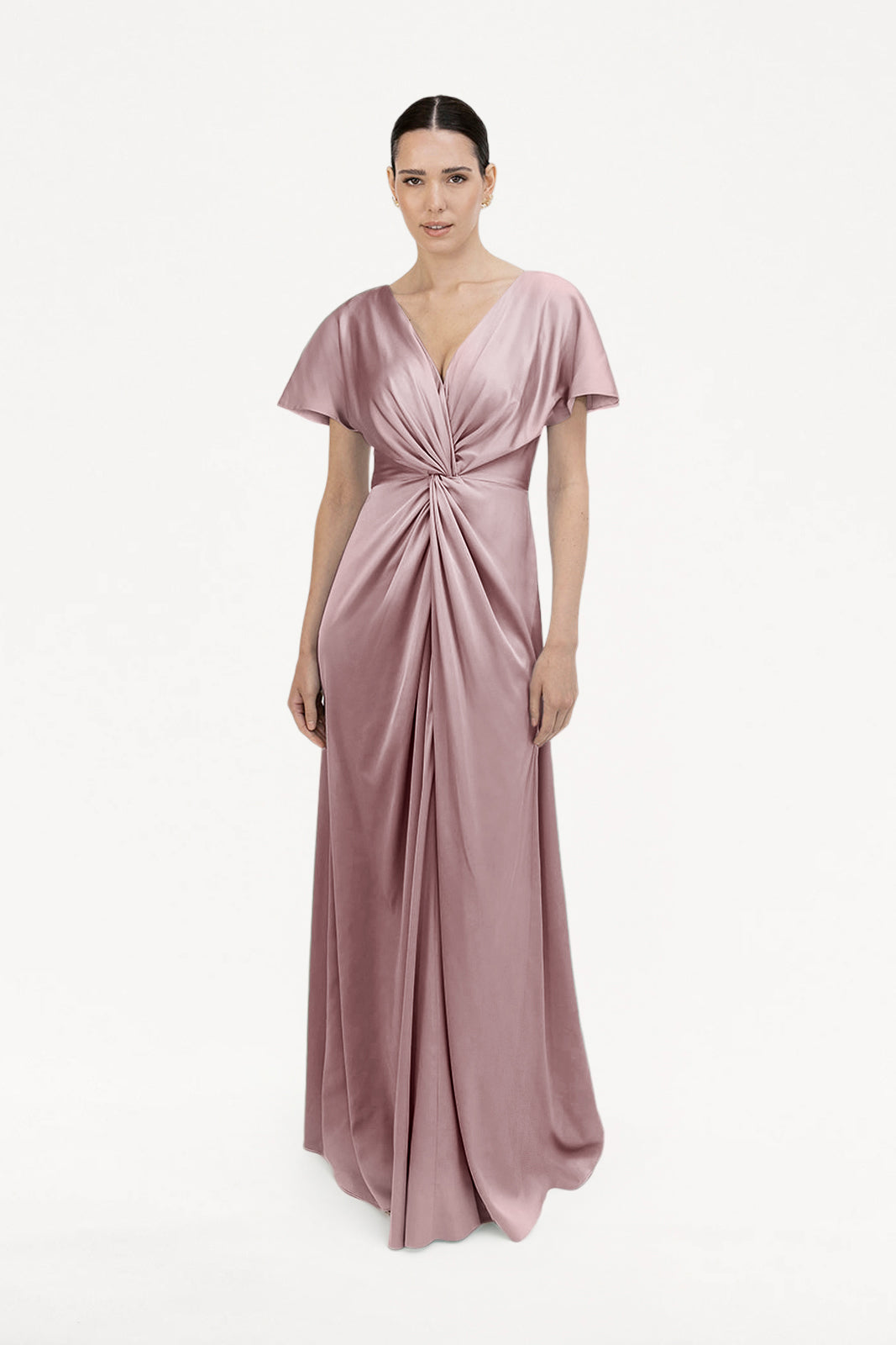 Camilla Bridesmaid Dress in Smoked Blush Satin