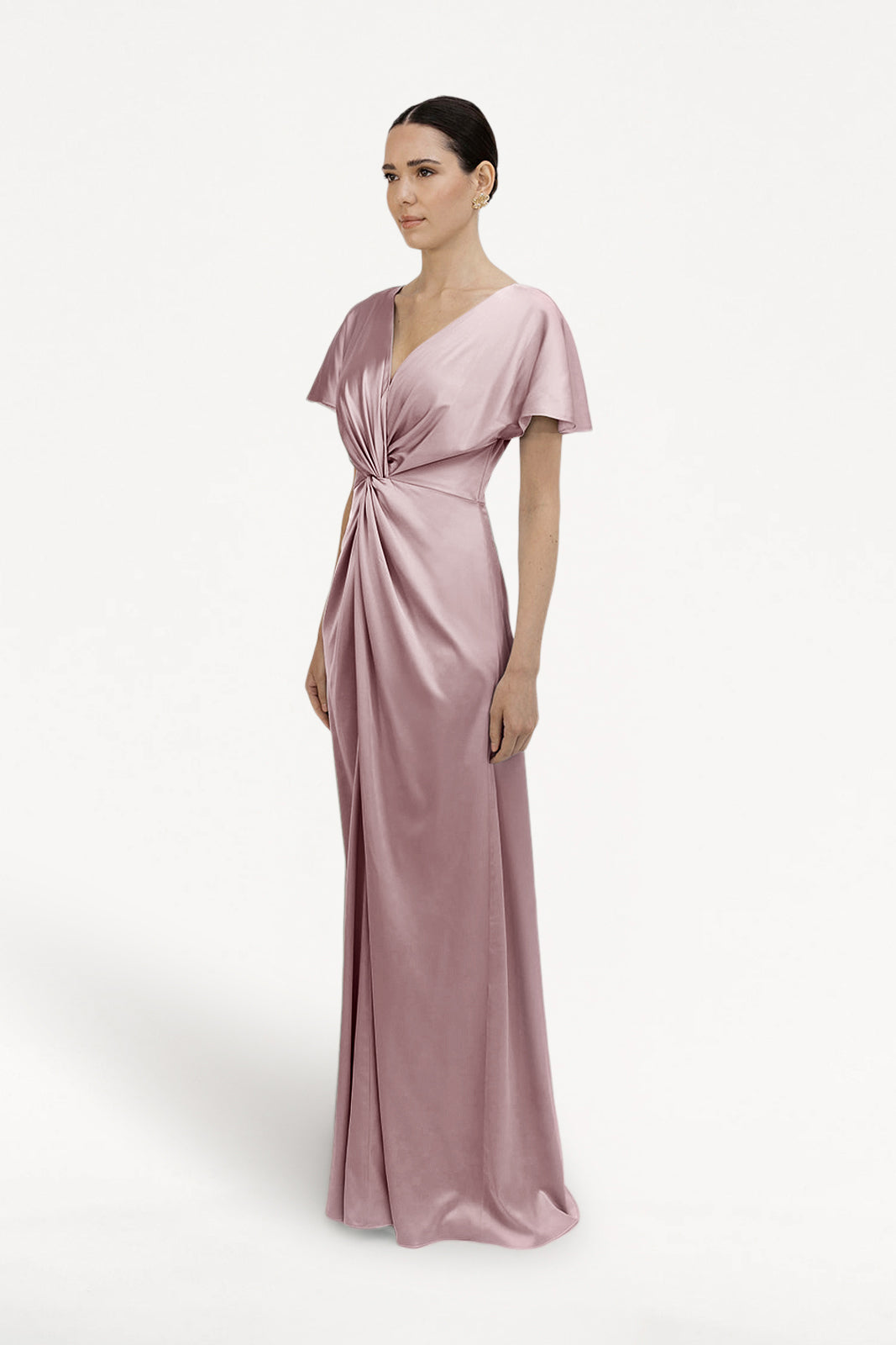 Camilla Bridesmaid Dress in Smoked Blush Satin