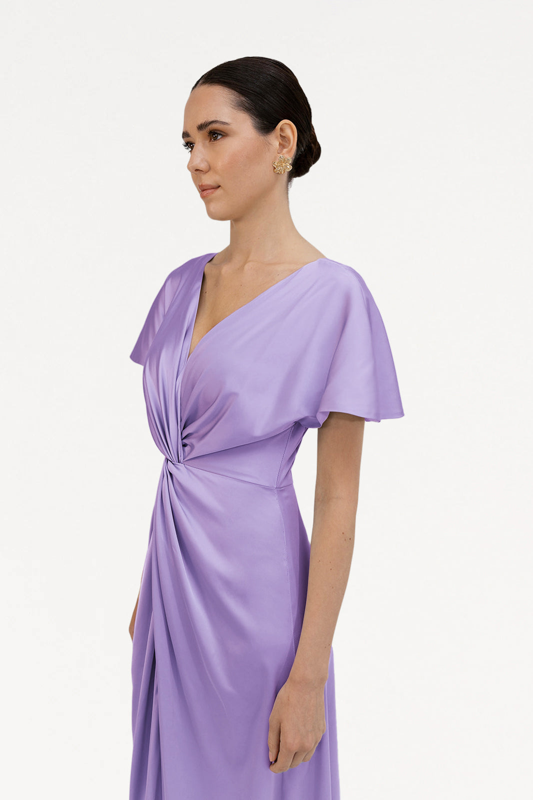 TH&TH Camilla Bridesmaid Dress in Violet Satin