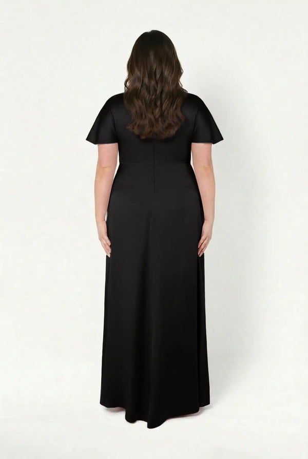 camilla black dress TH&TH Camilla Bridesmaid Dress In Black Satin