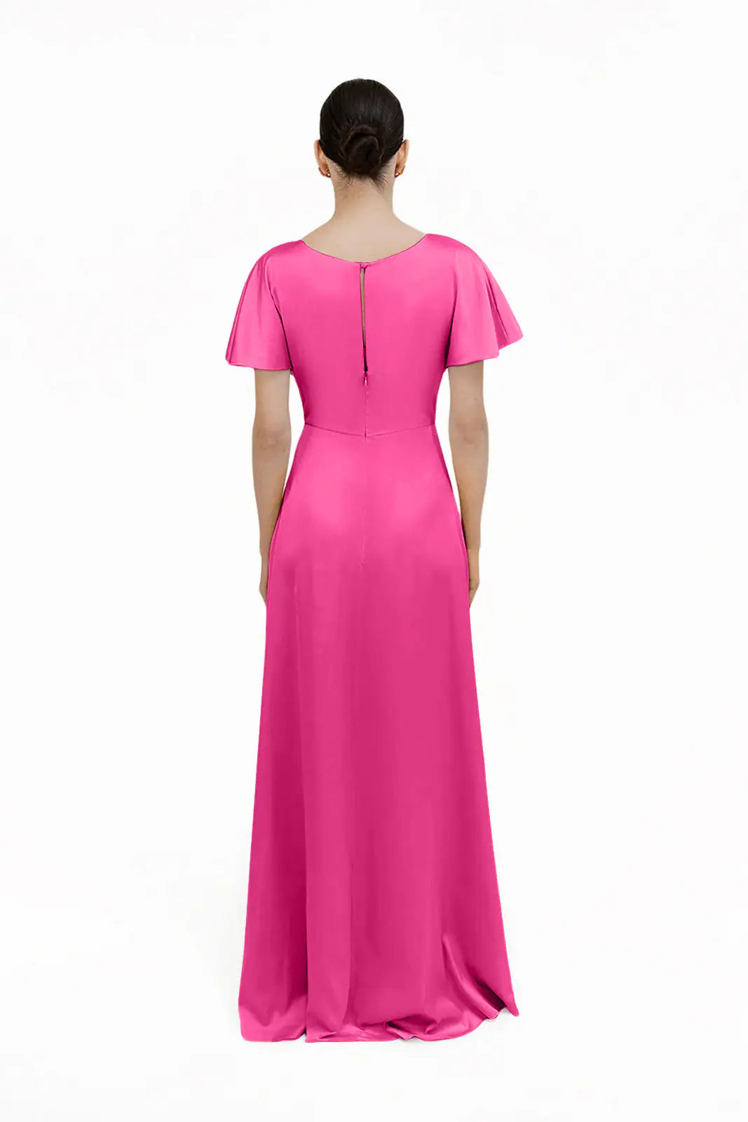 Camilla Bridesmaid Dress in Cerise Satin