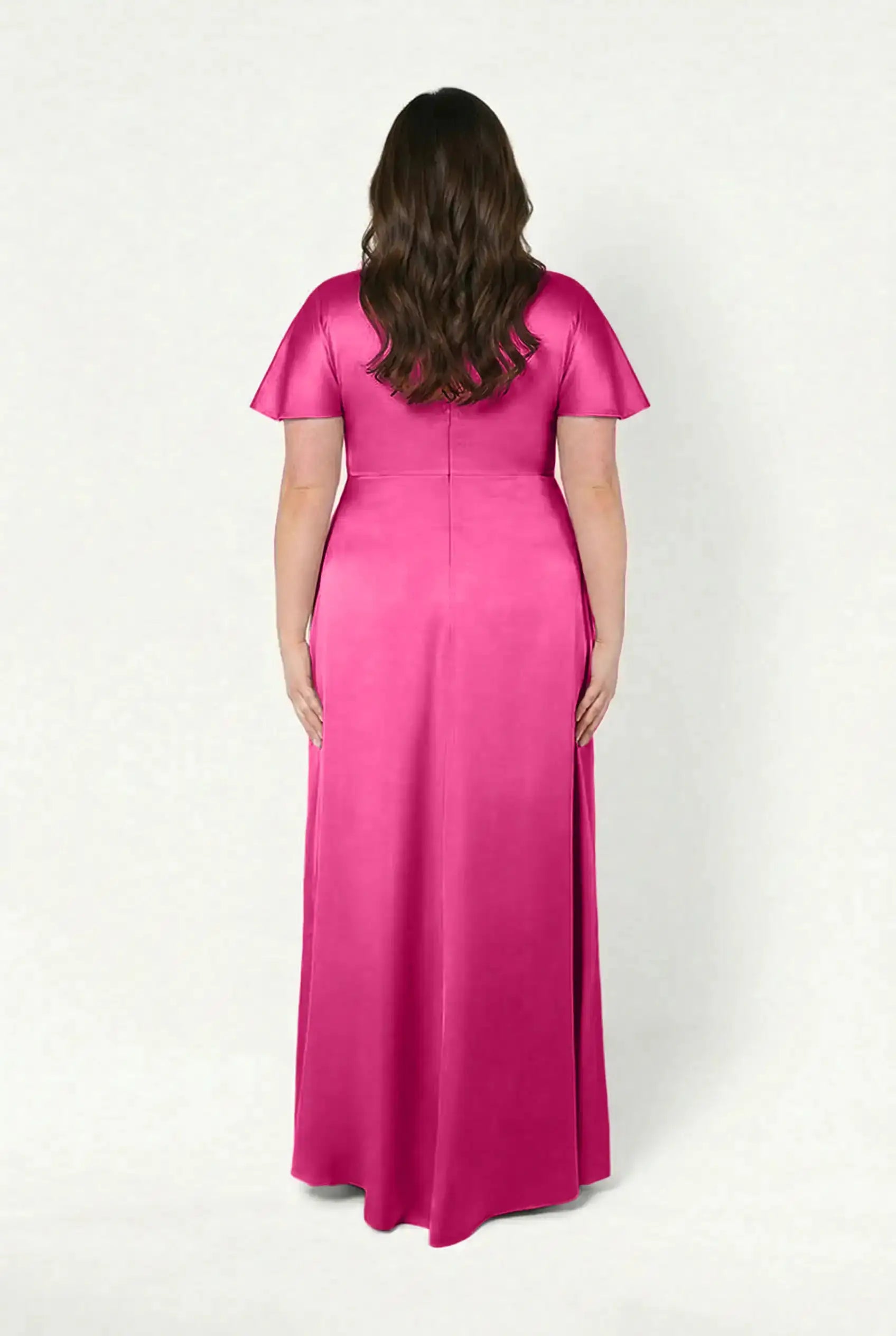 Camilla Bridesmaid Dress in Cerise Satin