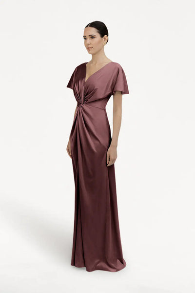 Camilla Bridesmaid Dress in Chocolate Brown Satin – TH&TH