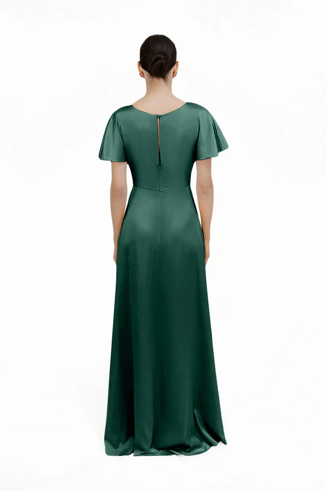 Camilla Bridesmaid Dress in Forest Green Satin