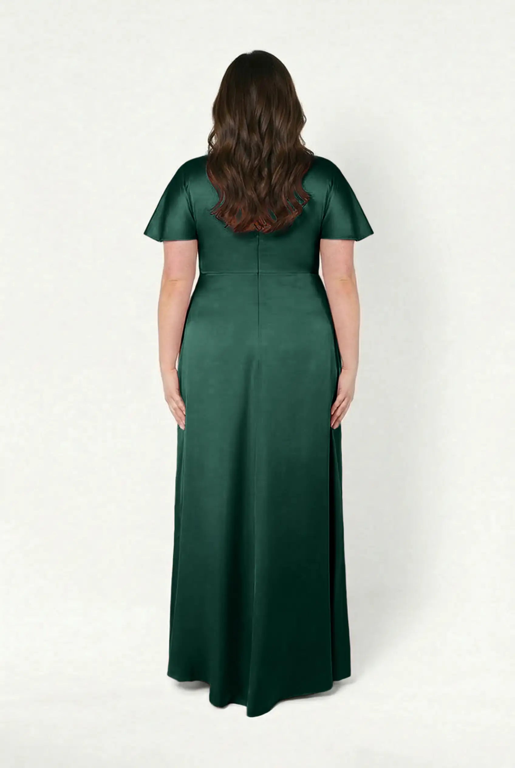 Camilla Bridesmaid Dress in Forest Green Satin