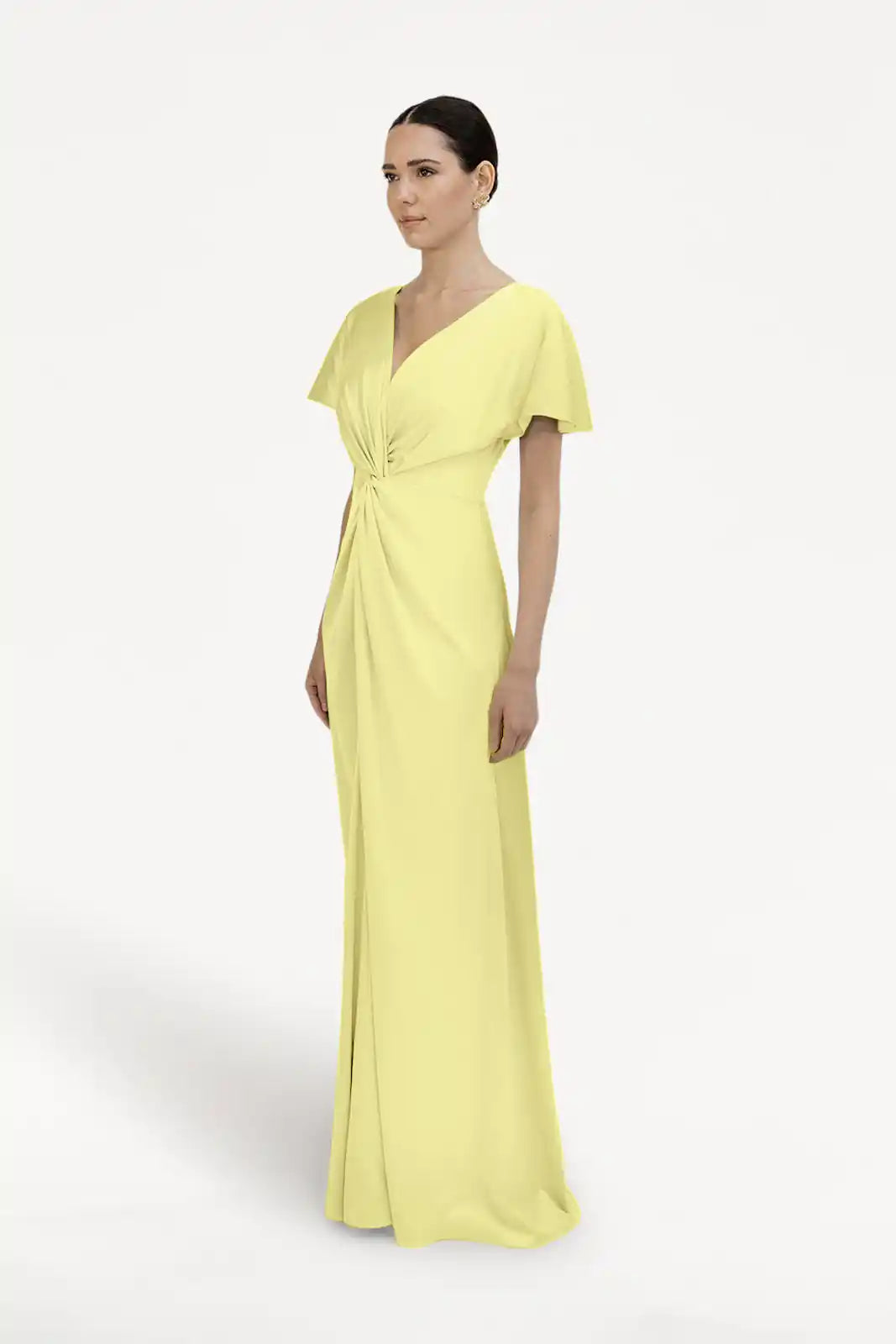 TH&TH Camilla Bridesmaid Dress in Limoncello Yellow Satin