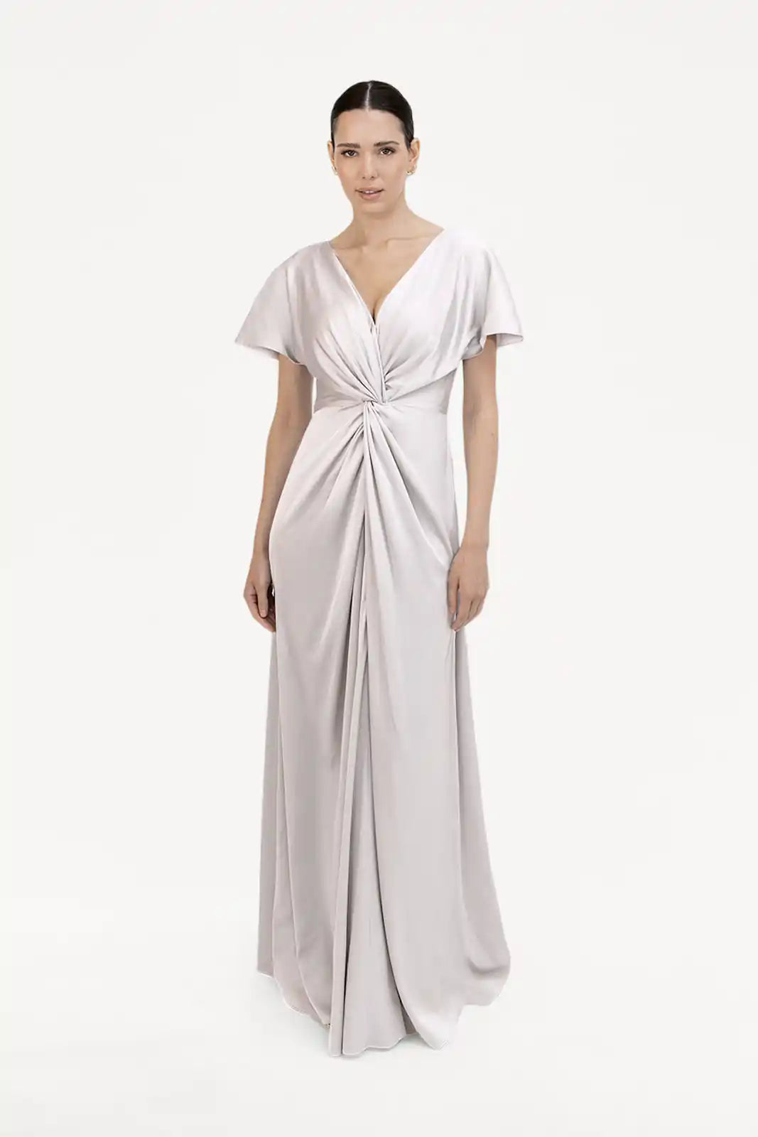 TH&TH Camilla Bridesmaid Dress in Oyster Satin