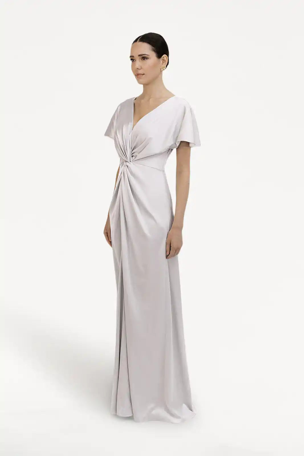 TH&TH Camilla Bridesmaid Dress in Oyster Satin