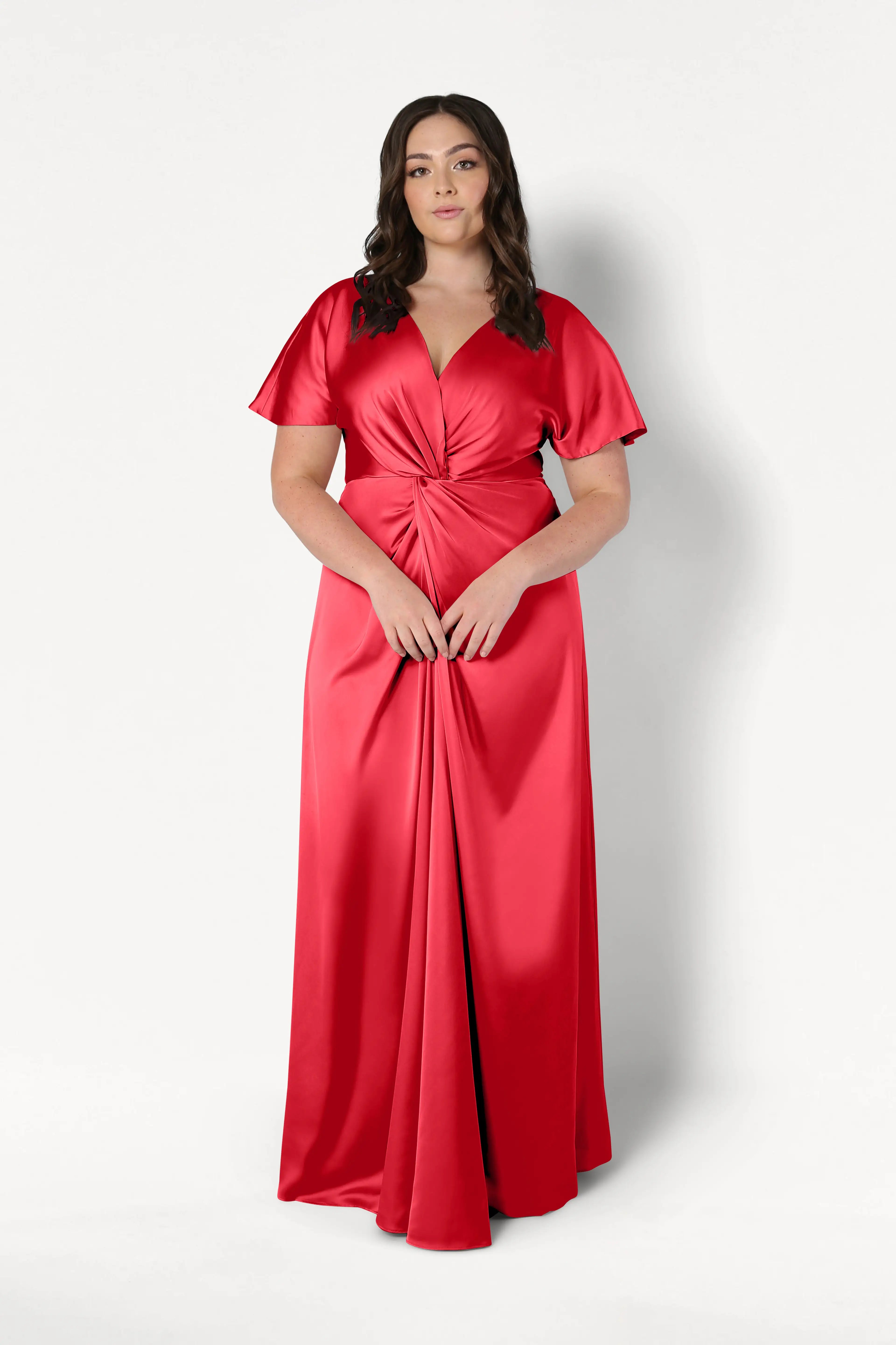 Camilla Bridesmaid Dress in Ruby Satin