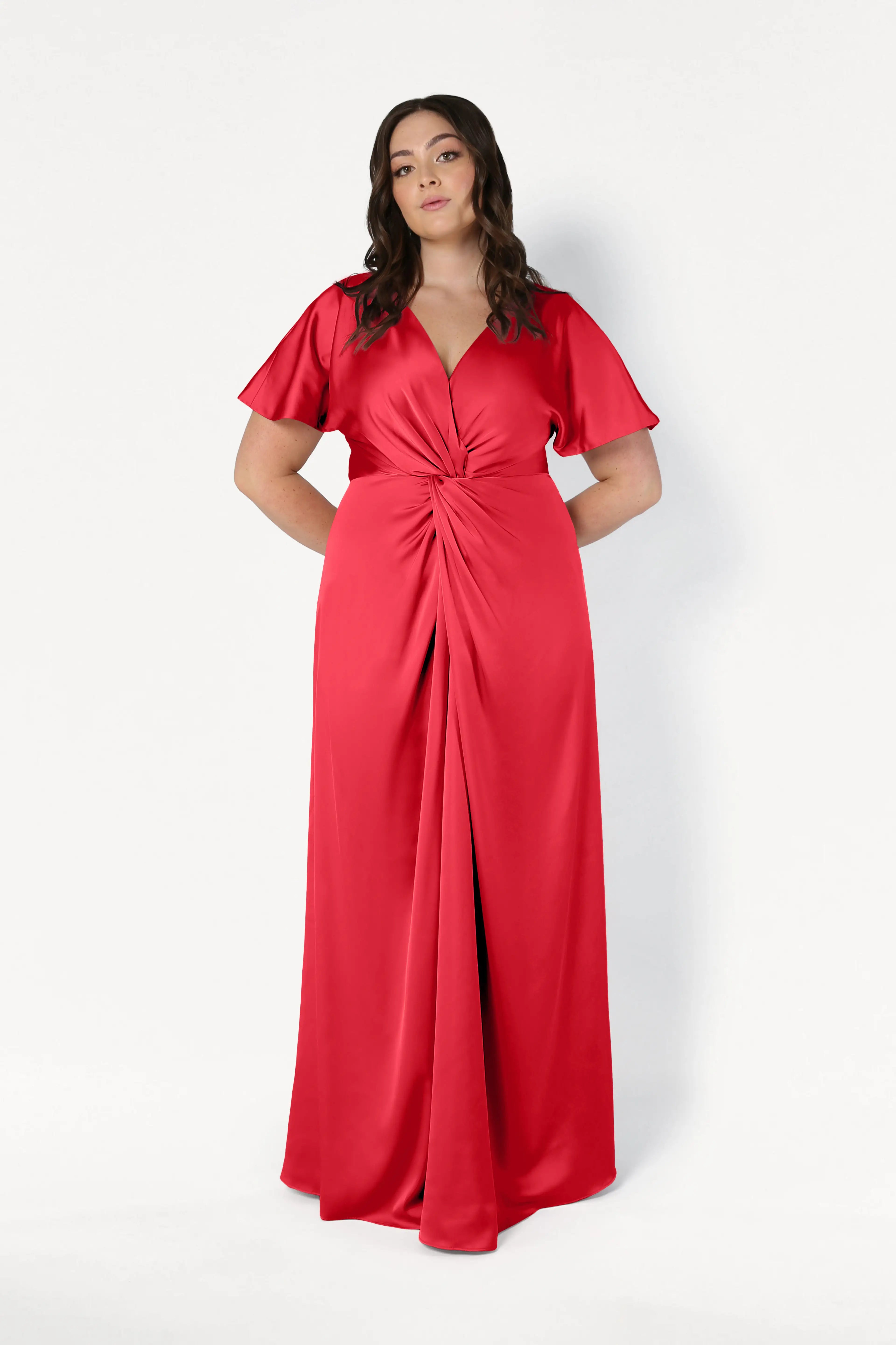 Camilla Bridesmaid Dress in Ruby Satin