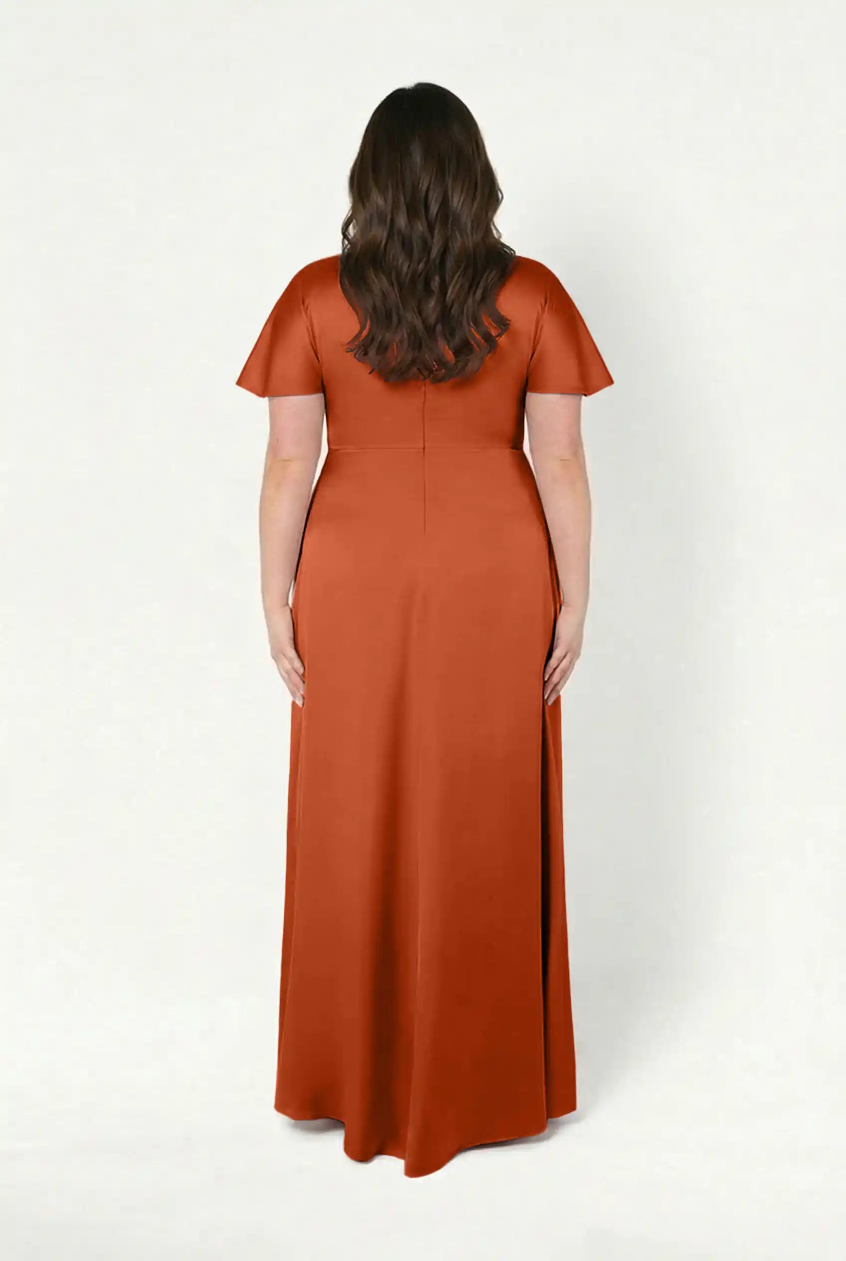 TH&TH Camille Bridesmaid Dress In Terracotta Satin TH&TH Camille Bridesmaid Dress In Terracotta Satin