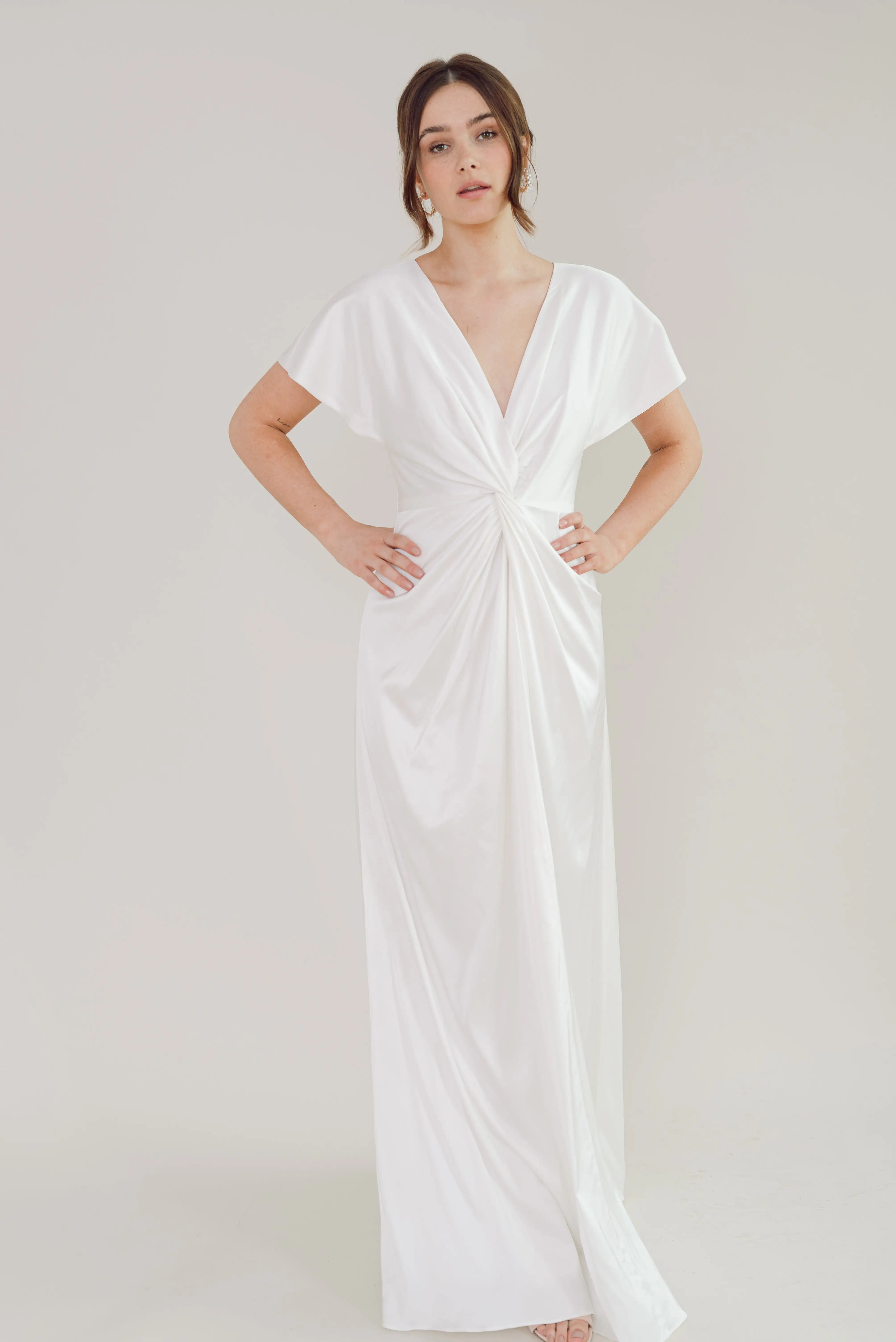 Camilla Dress In Ivory Satin