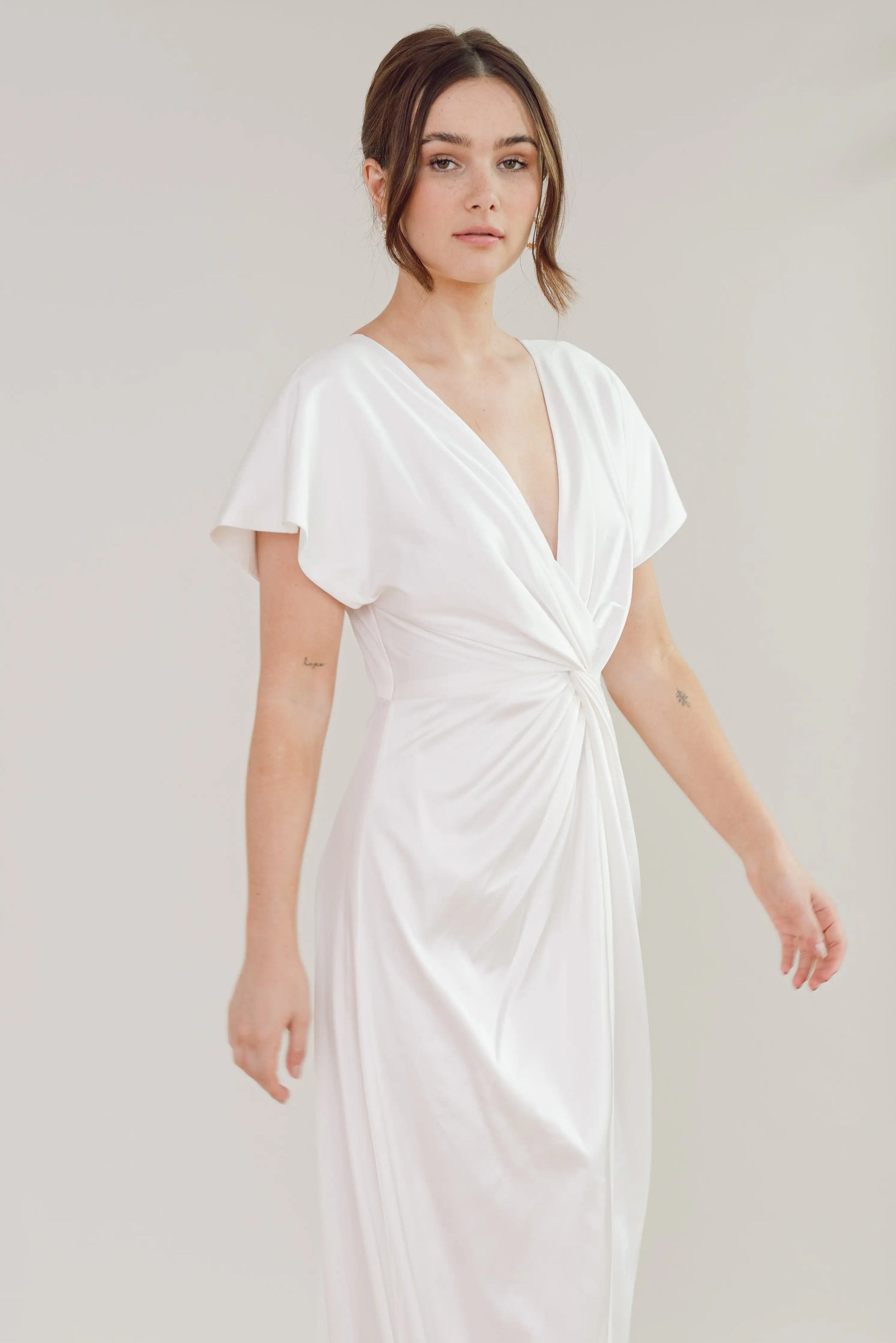 Camilla Ivory Satin Bridesmaid Dress – Elegant, Bump-Friendly & Flattering for All Body Types