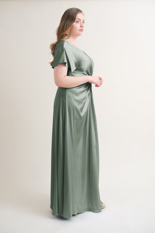 Camilla Bridesmaid Dress In Sage Satin