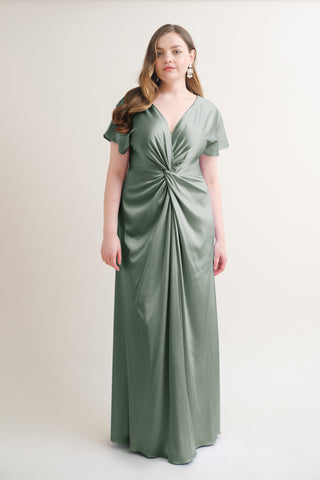 Camilla Bridesmaid Dress In Sage Satin