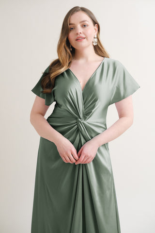 Camilla Bridesmaid Dress In Sage Satin