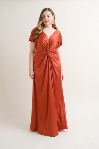 Camilla Bridesmaid Dress In Terracotta Satin