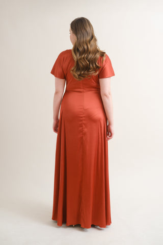 Camilla Bridesmaid Dress In Terracotta Satin