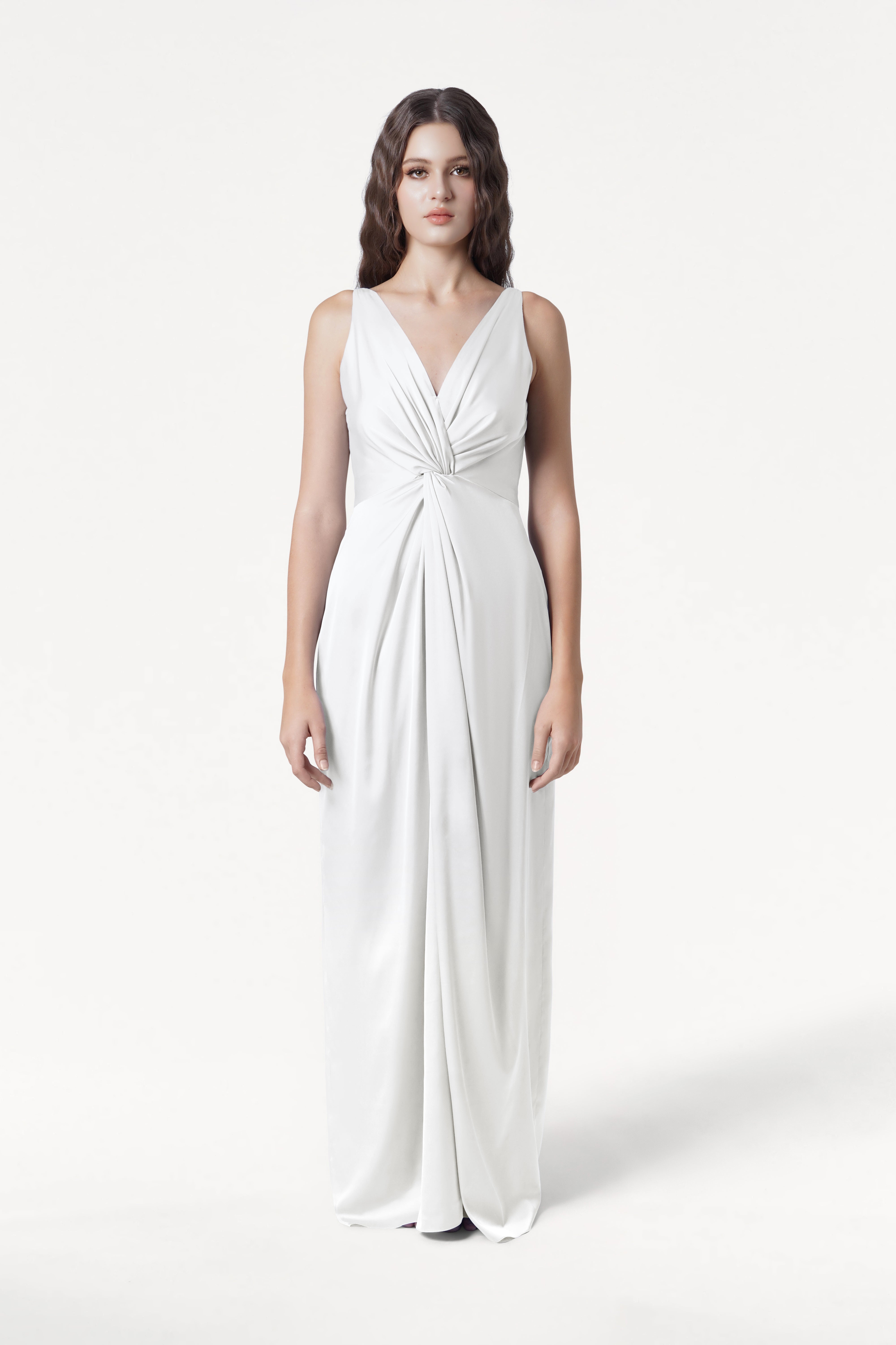 Carmen Dress in Ivory Satin