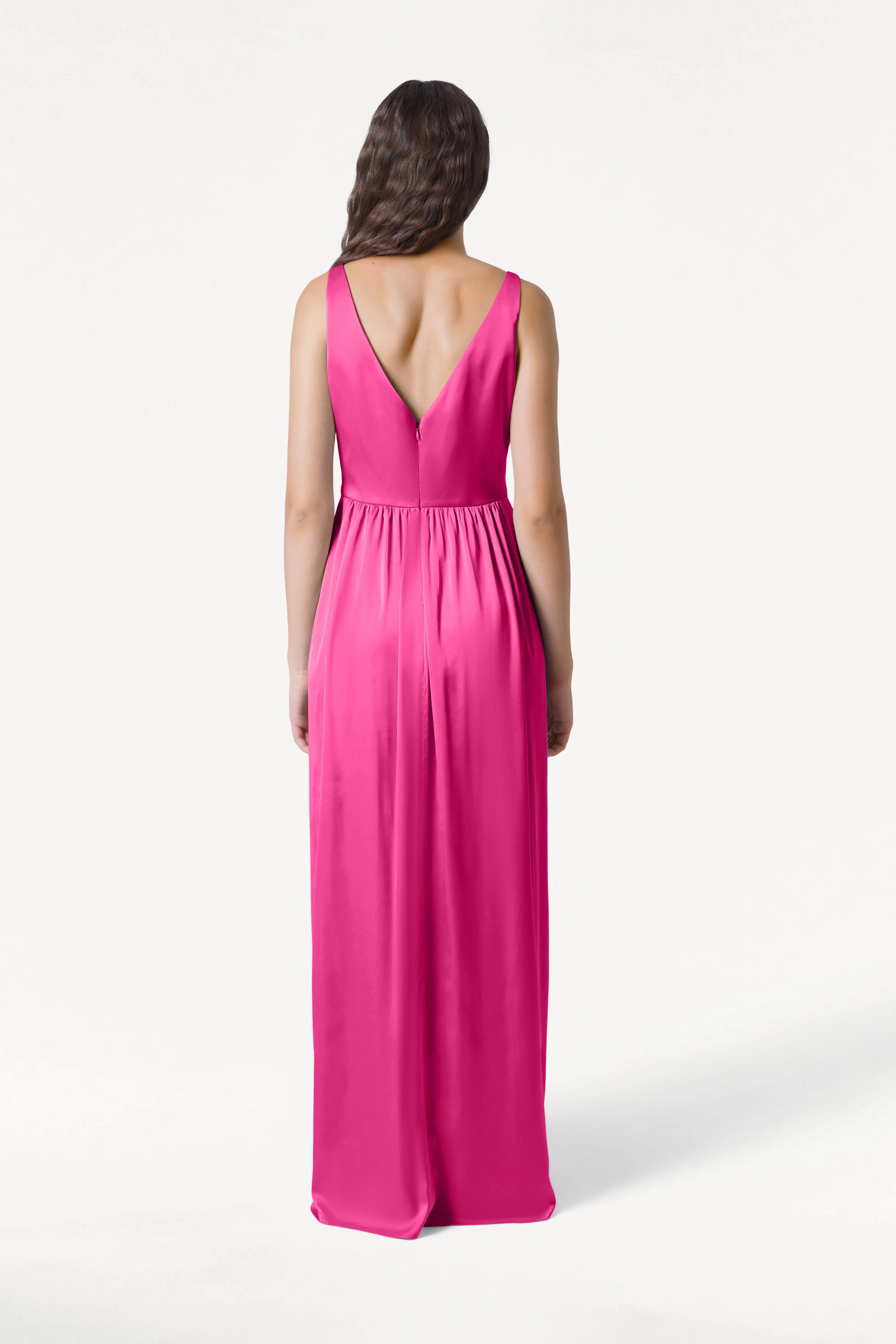 Carmen Bridesmaid Dress in Cerise Satin