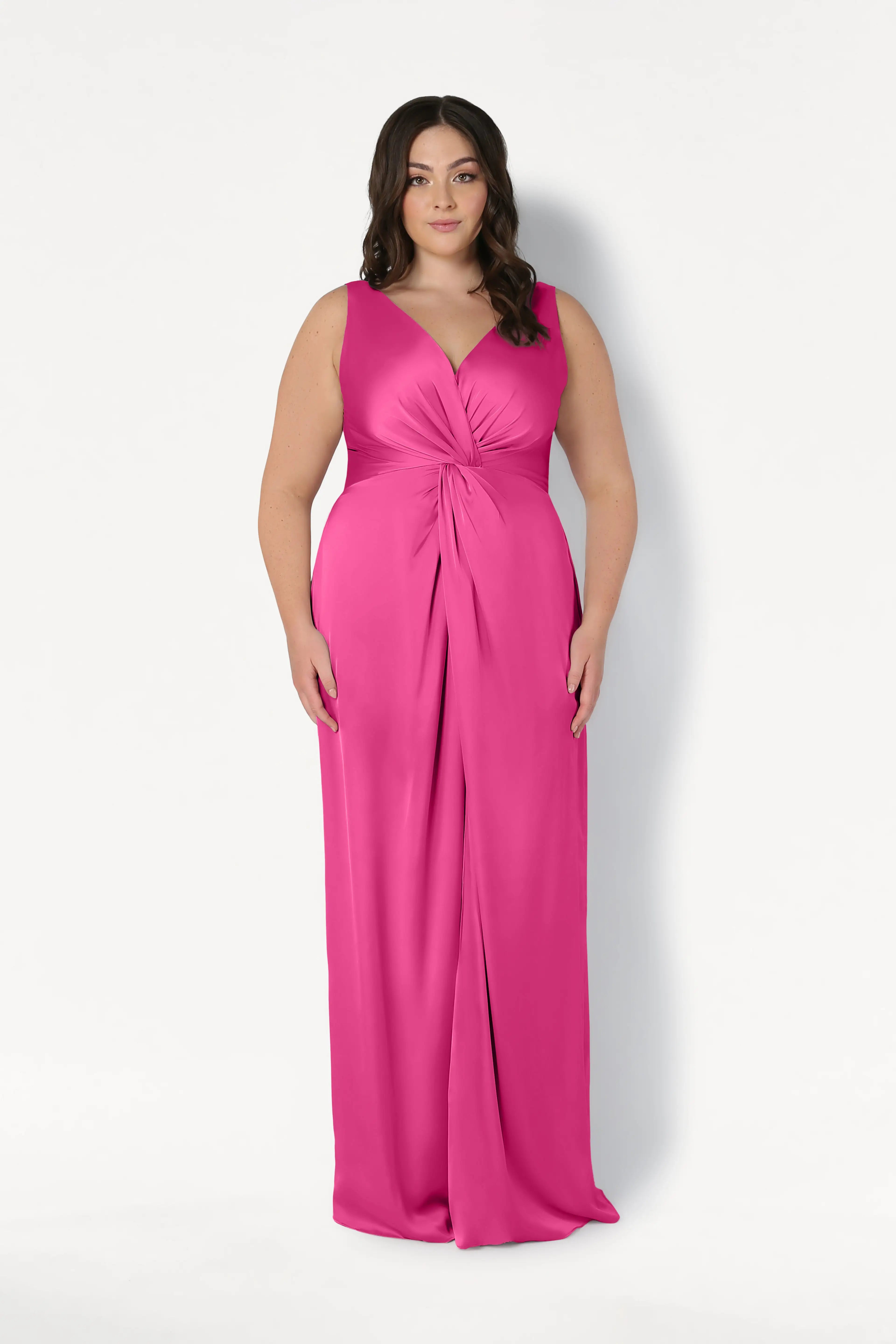 Carmen Bridesmaid Dress in Cerise Satin
