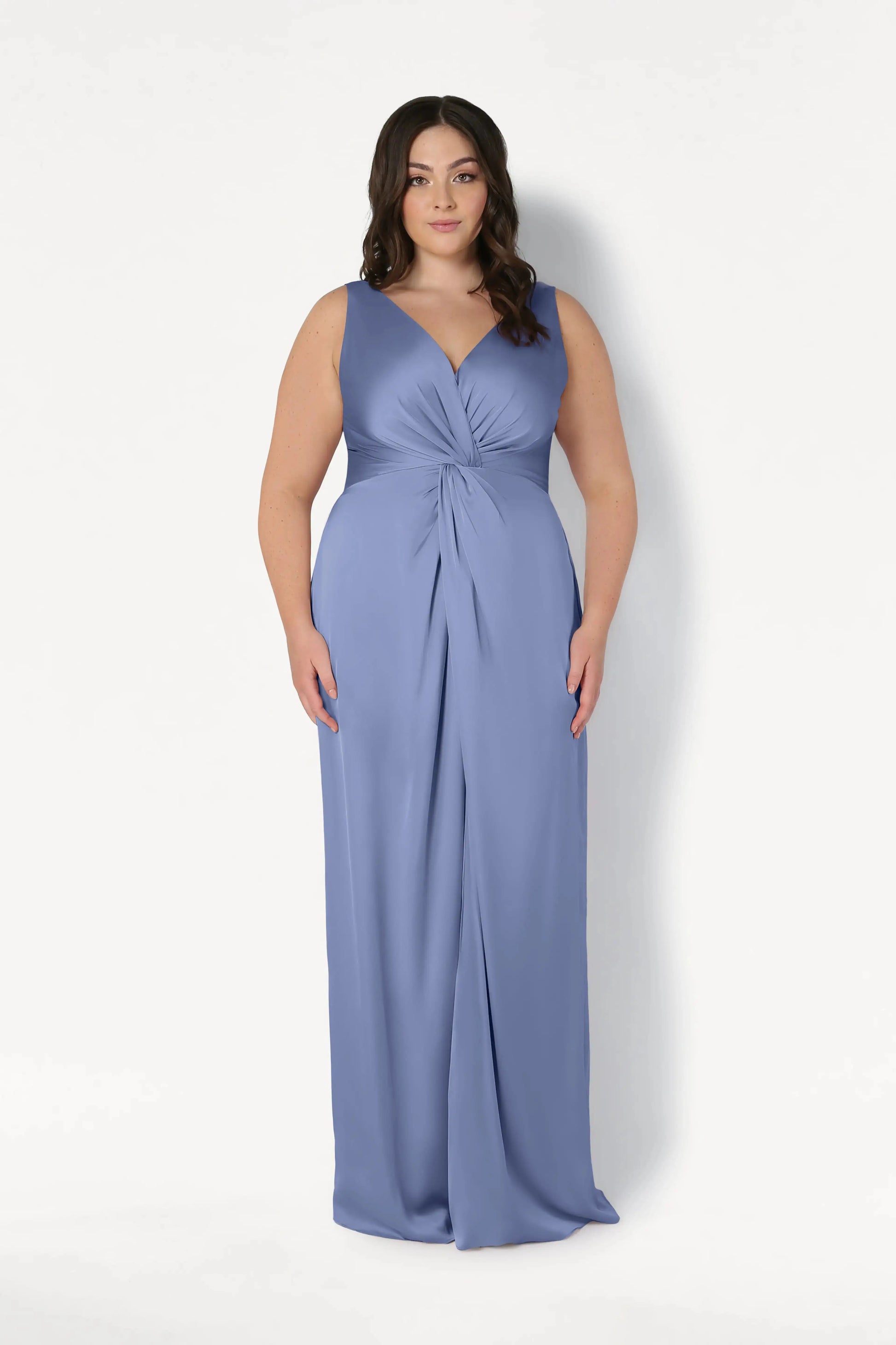 Carmen Bridesmaid Dress in French Blue Satin