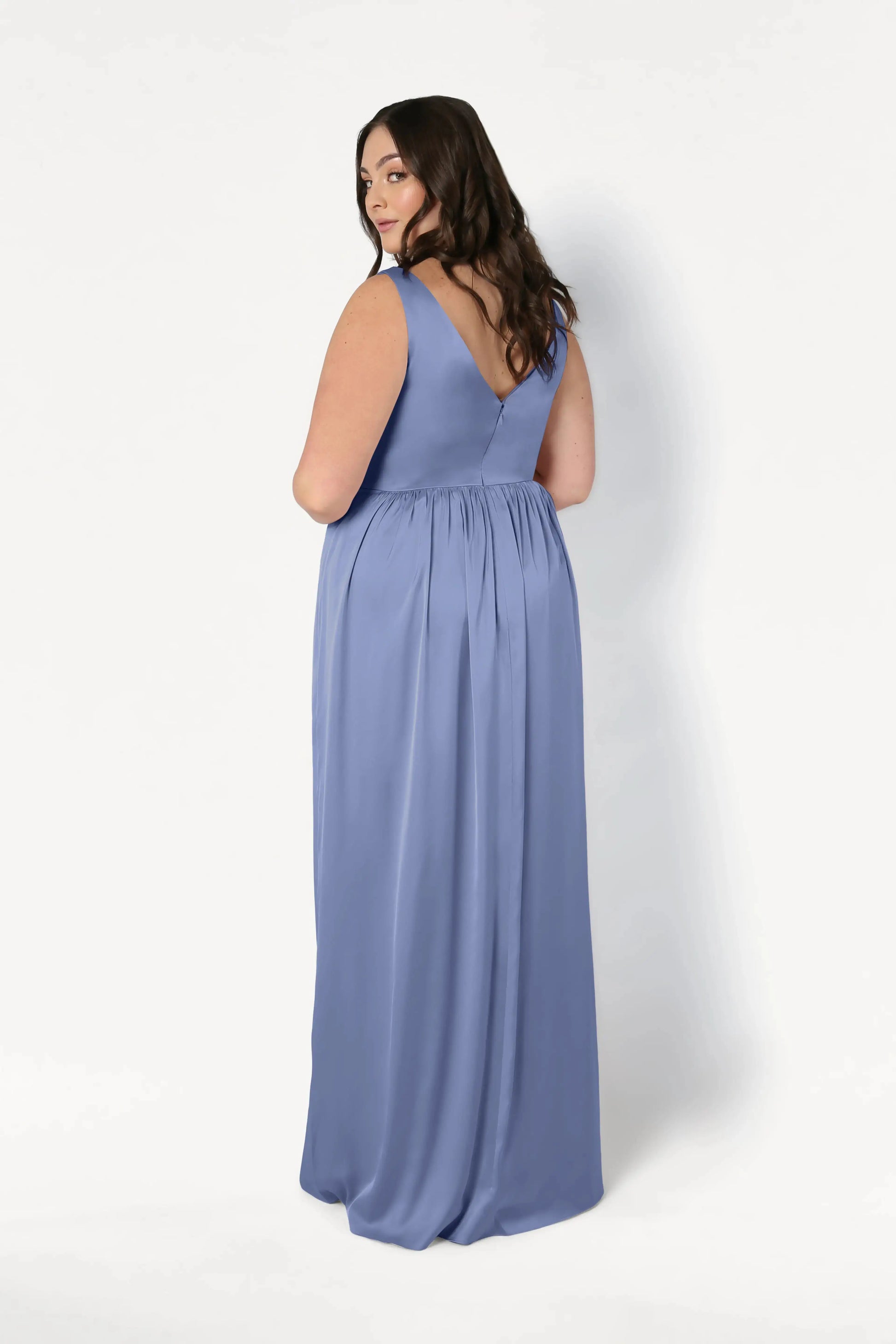 Carmen Bridesmaid Dress in French Blue Satin