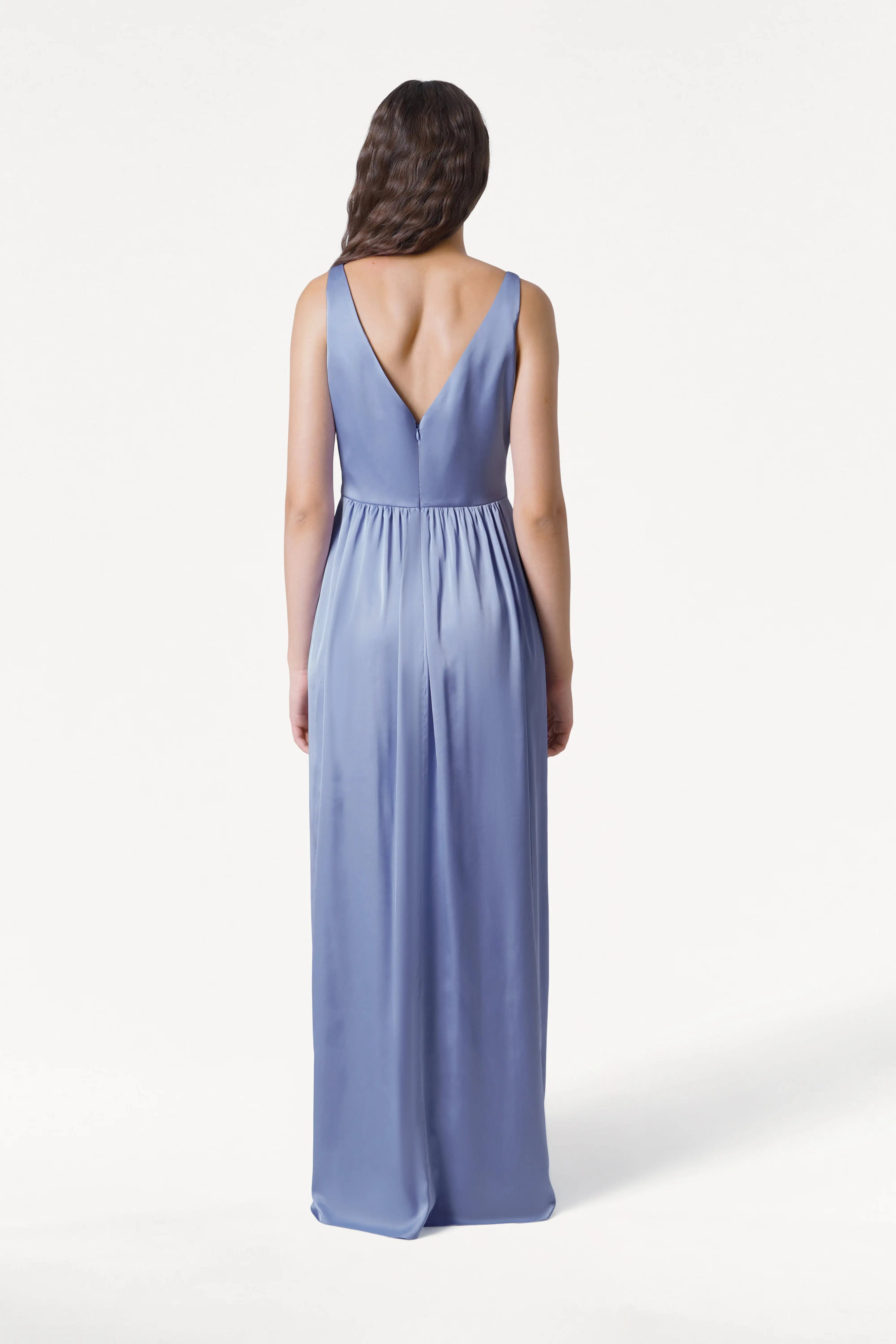 Carmen Bridesmaid Dress in French Blue Satin