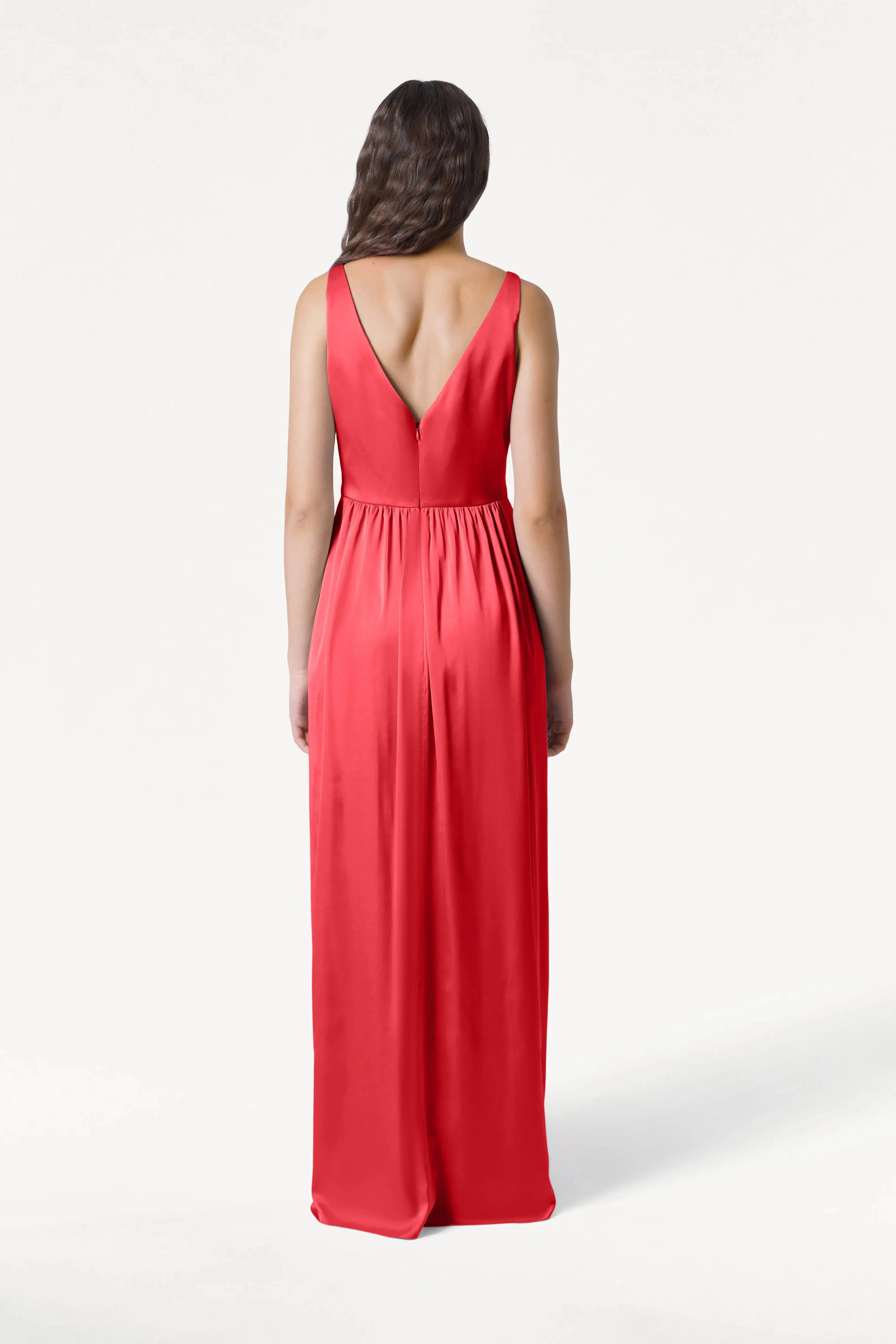 Carmen Bridesmaid Dress in Ruby Satin
