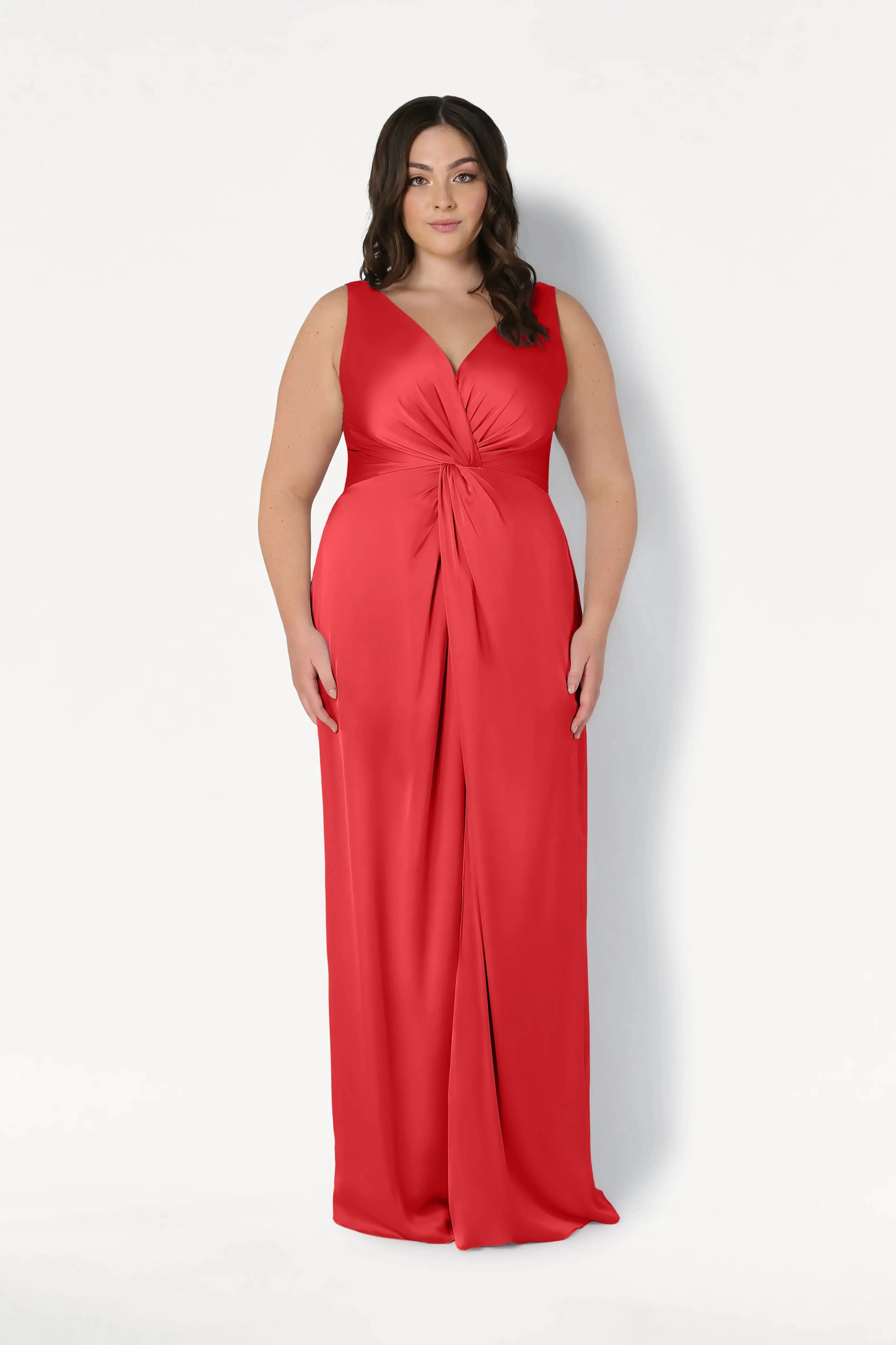 Carmen Bridesmaid Dress in Ruby Satin