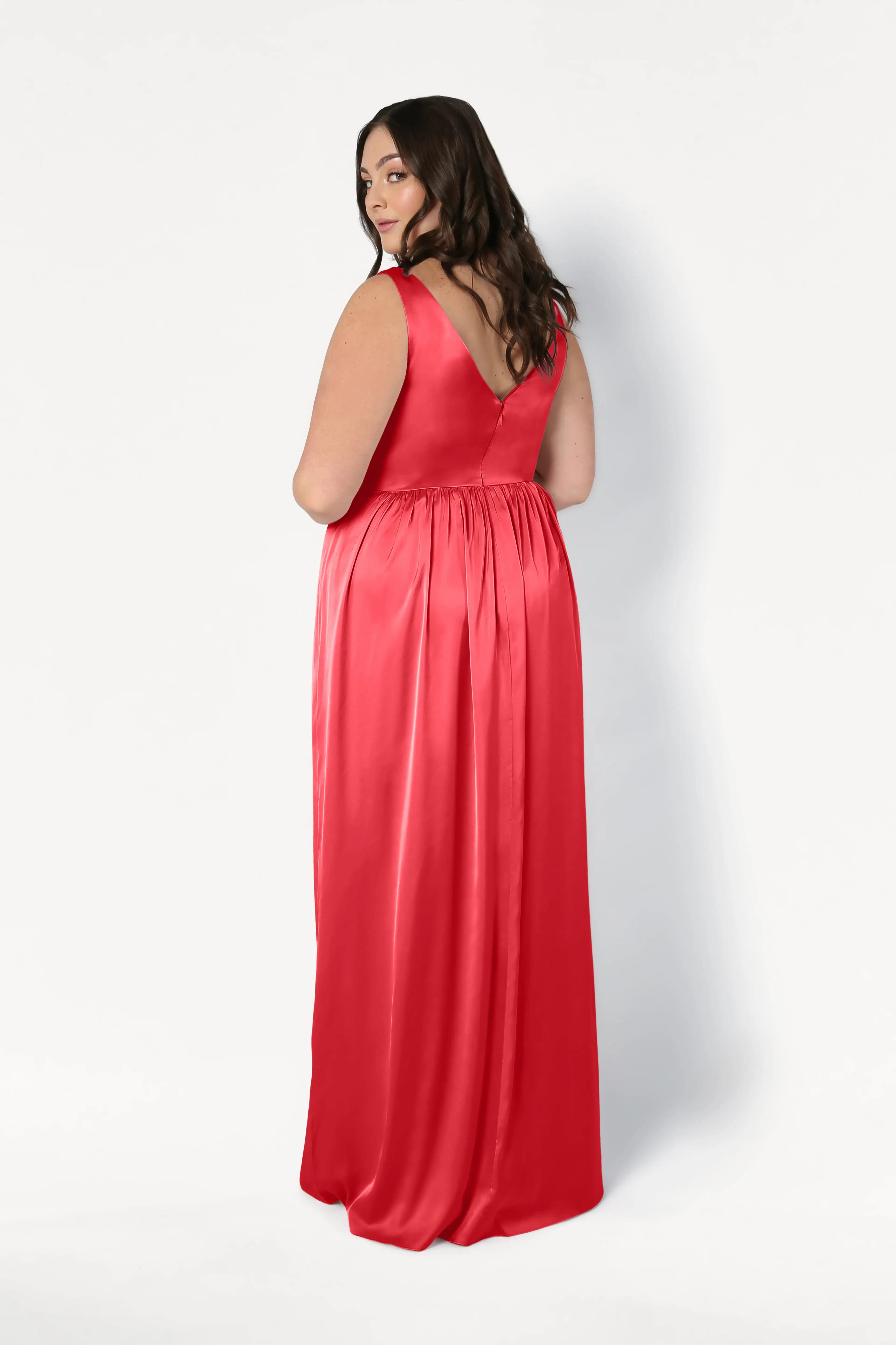 Carmen Bridesmaid Dress in Ruby Satin