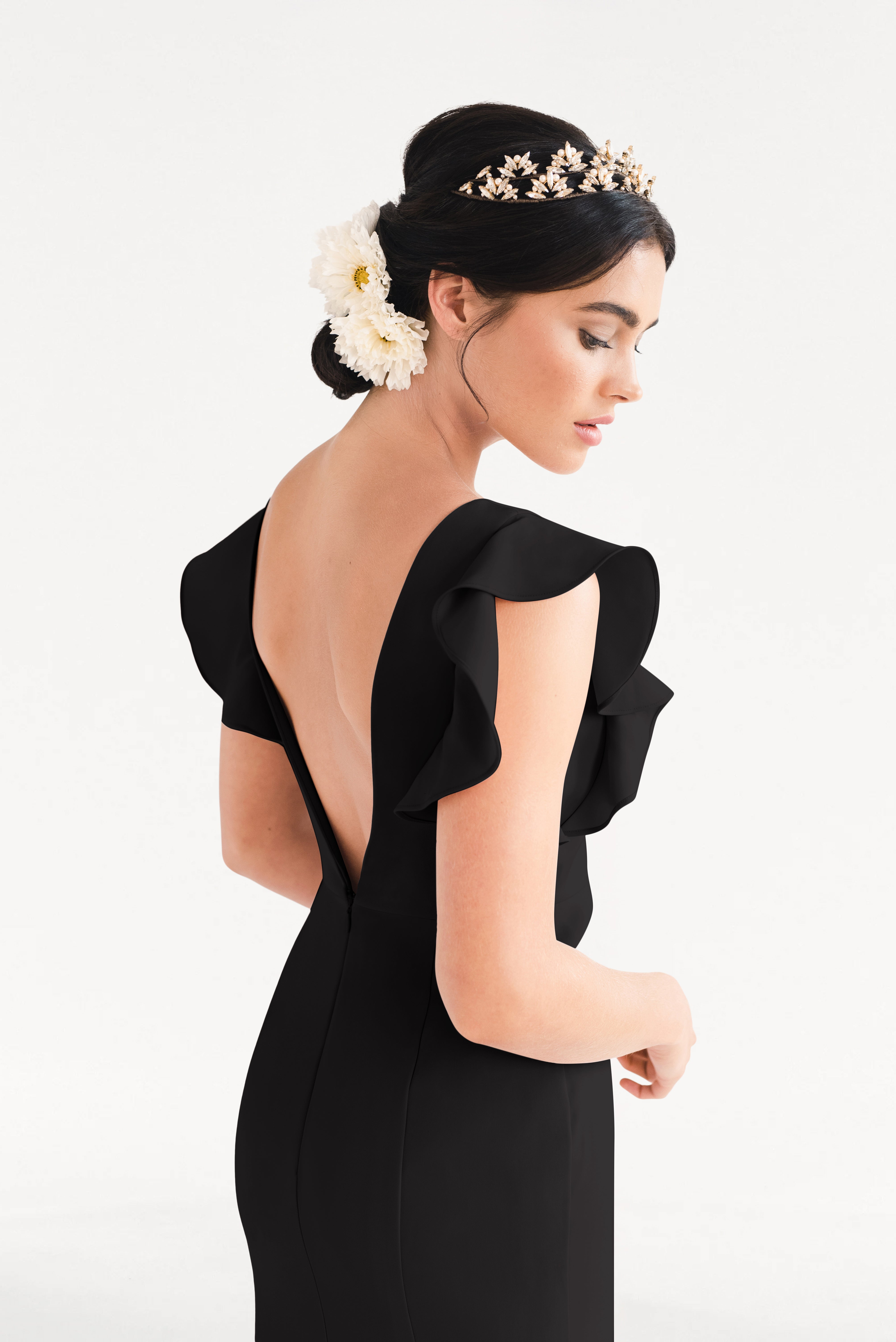 Cecelia Moss Crepe Bridesmaid Dress in Black