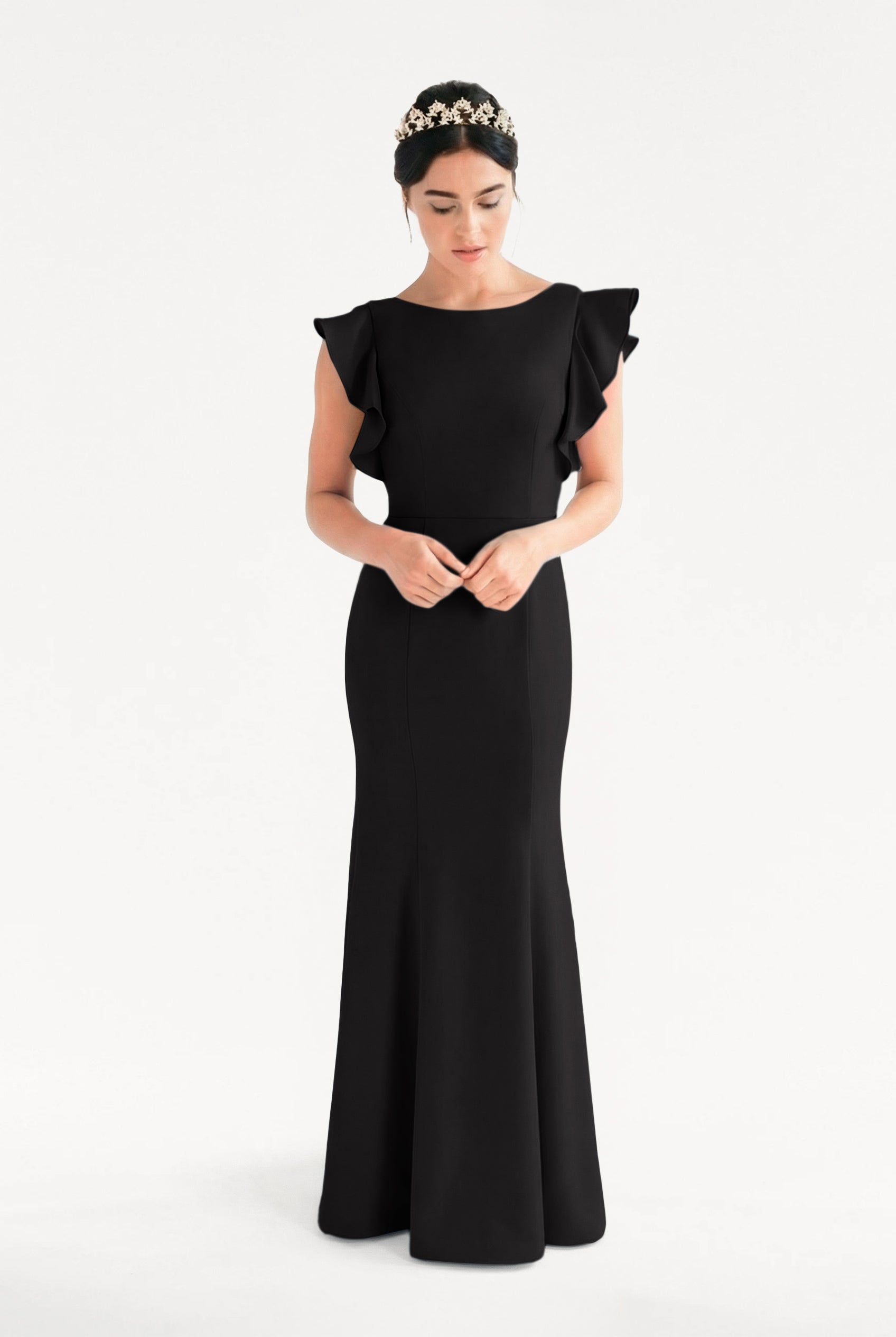 Cecelia Moss Crepe Bridesmaid Dress in Black