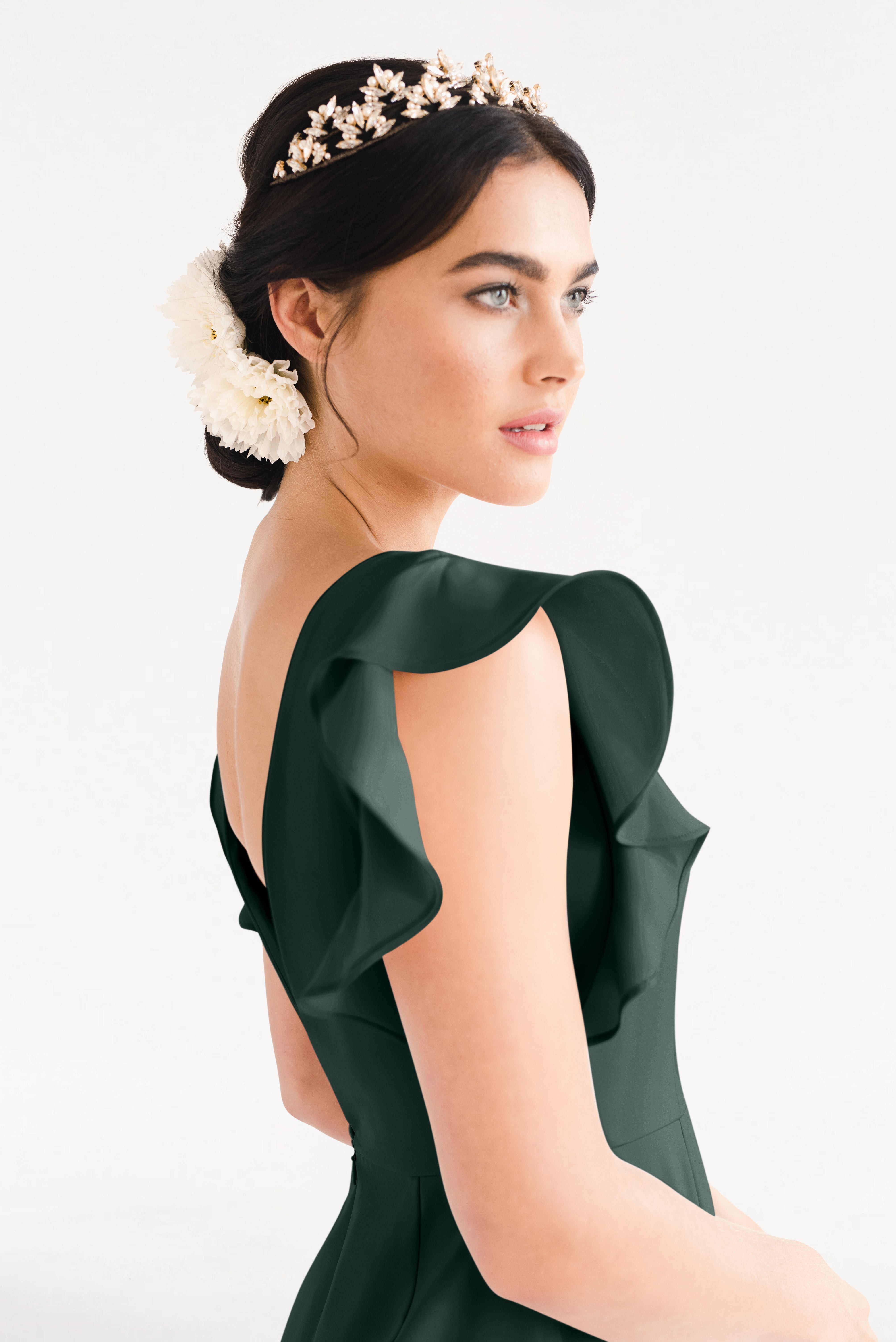 Cecelia Moss Crepe Bridesmaid Dress in Forest Green