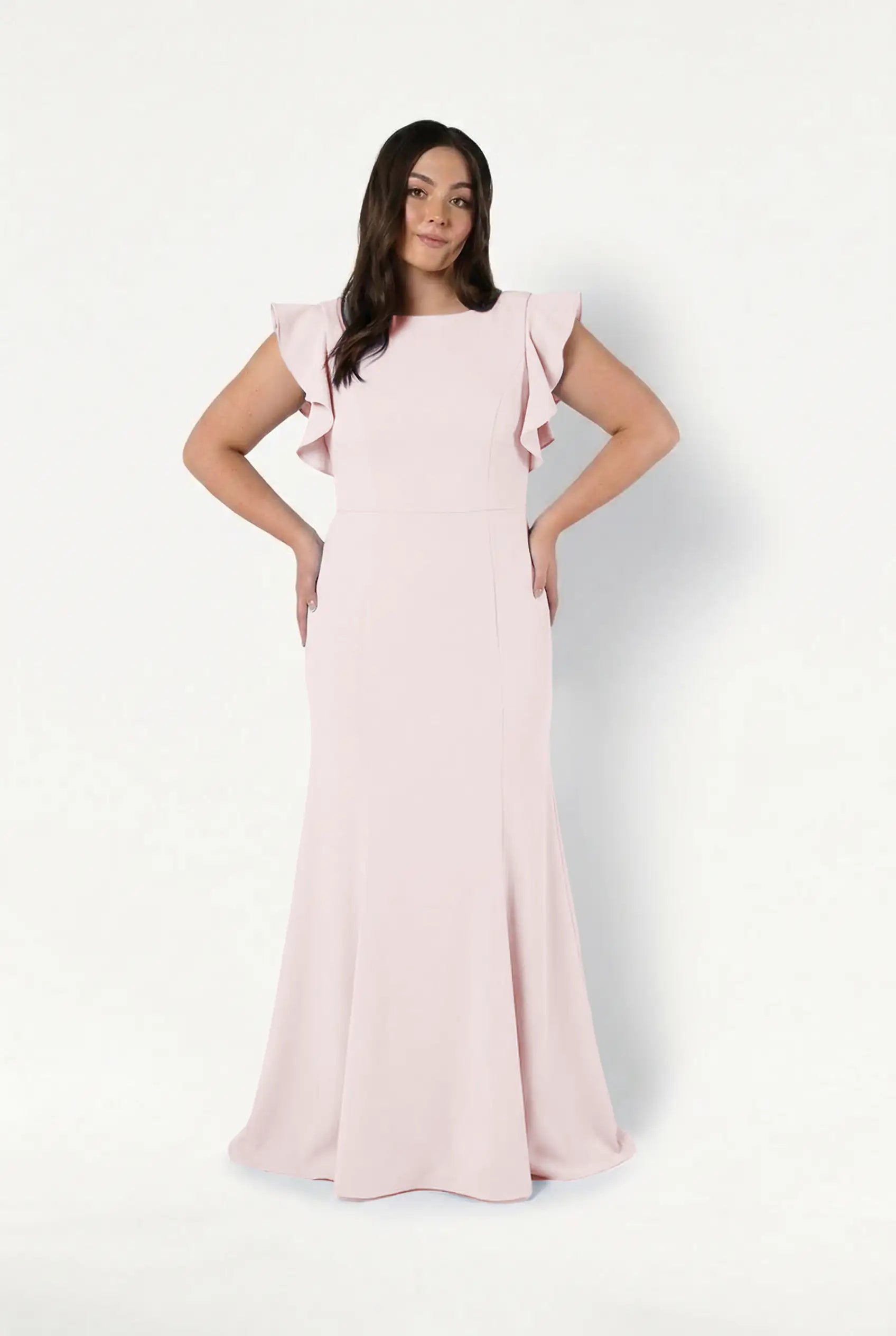 Cecelia Moss Crepe Bridesmaid Dress in Smoked Blush Moss Crepe