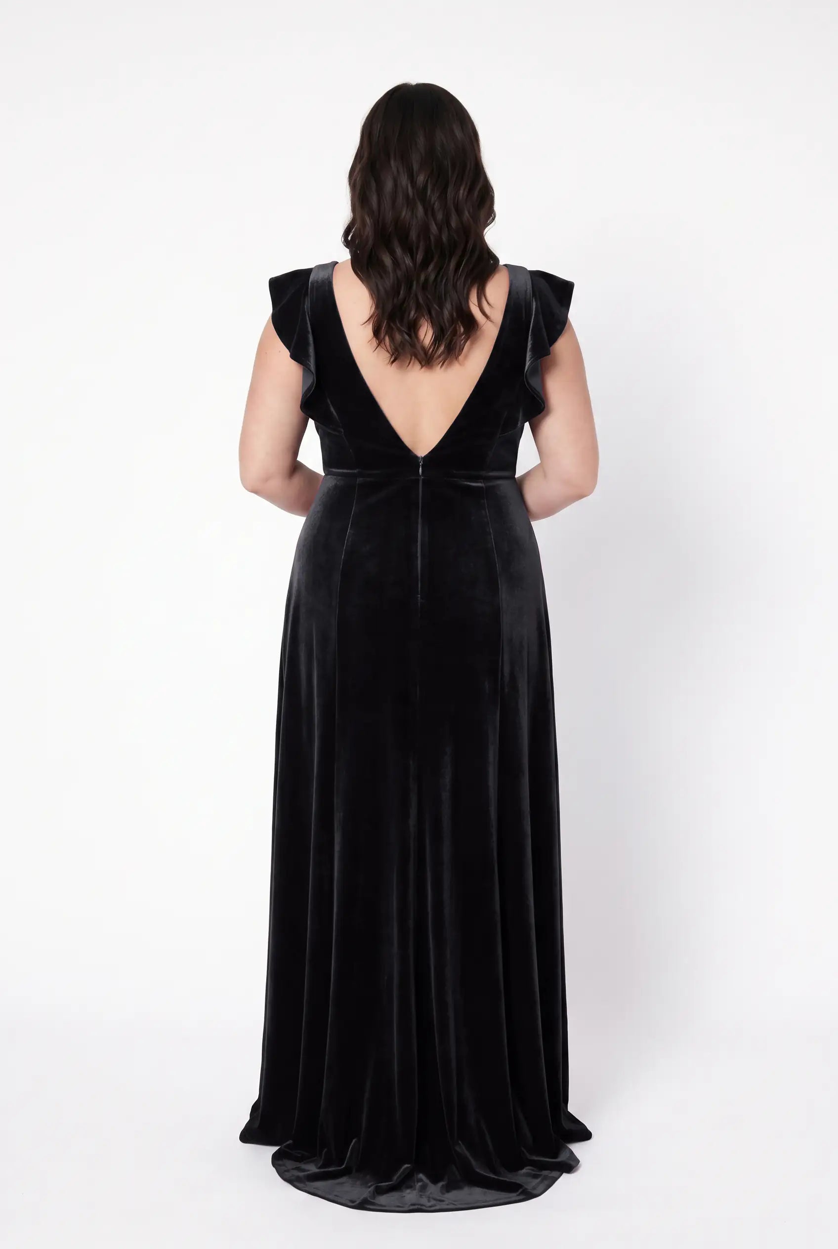 TH&TH Cecelia Velvet Bridesmaid Dress in Black