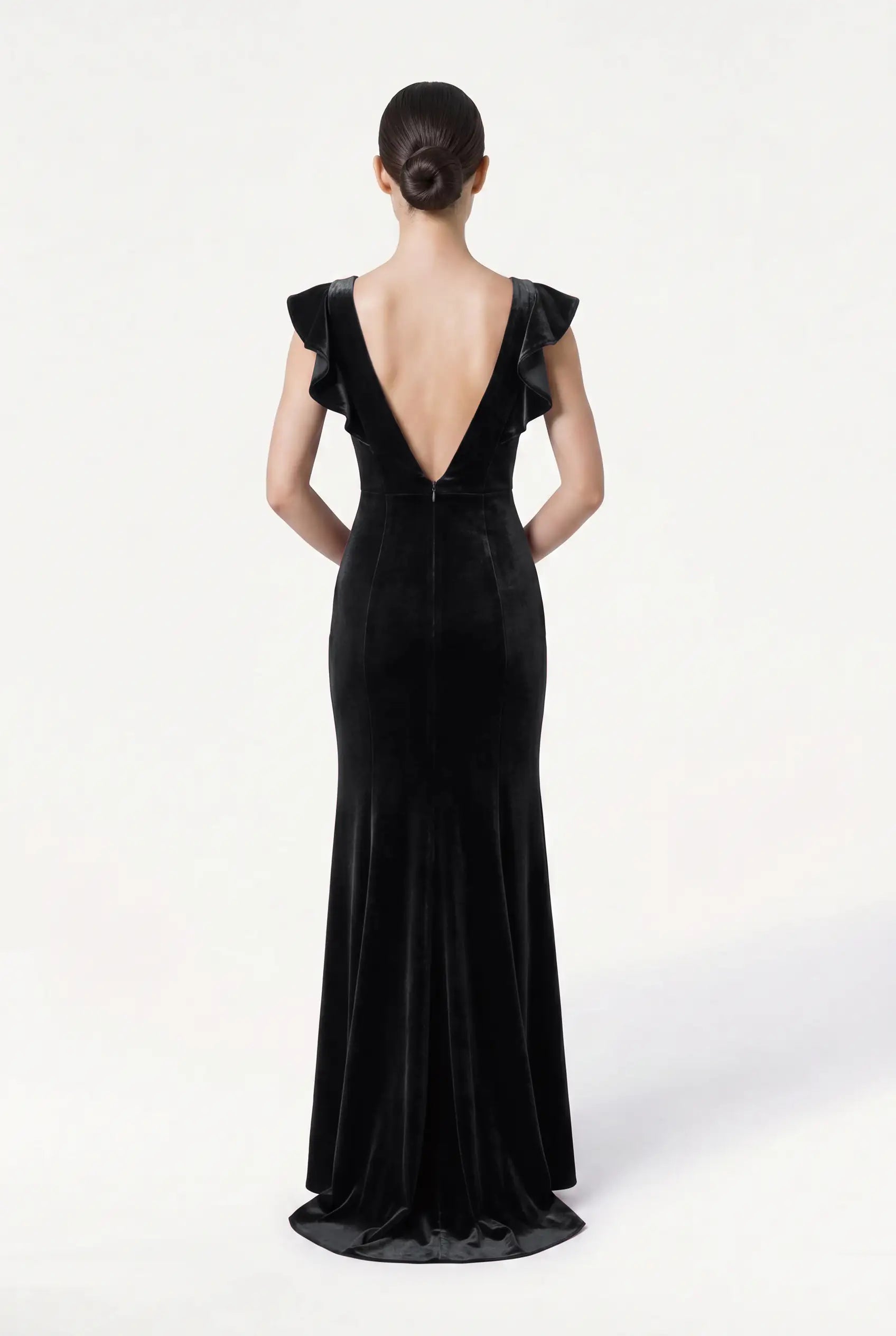 black velvet bridesmaid dress TH&TH Cecelia Velvet Bridesmaid Dress in Black