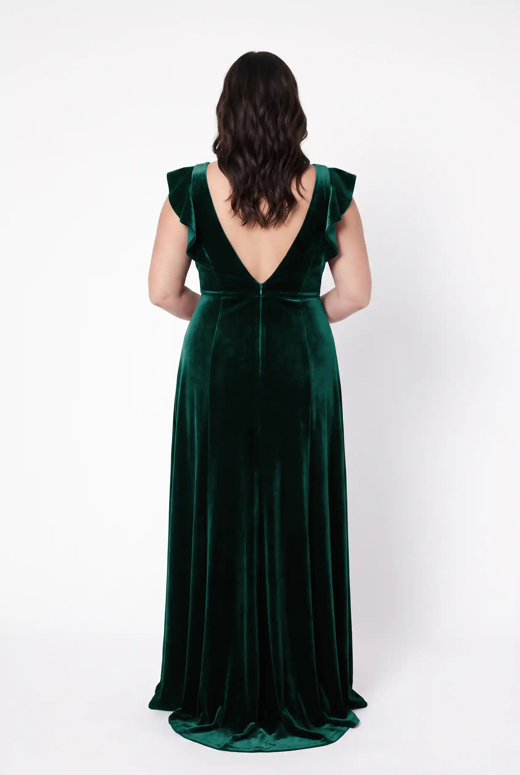 Cecelia Velvet Bridesmaid Dress in Forest Green