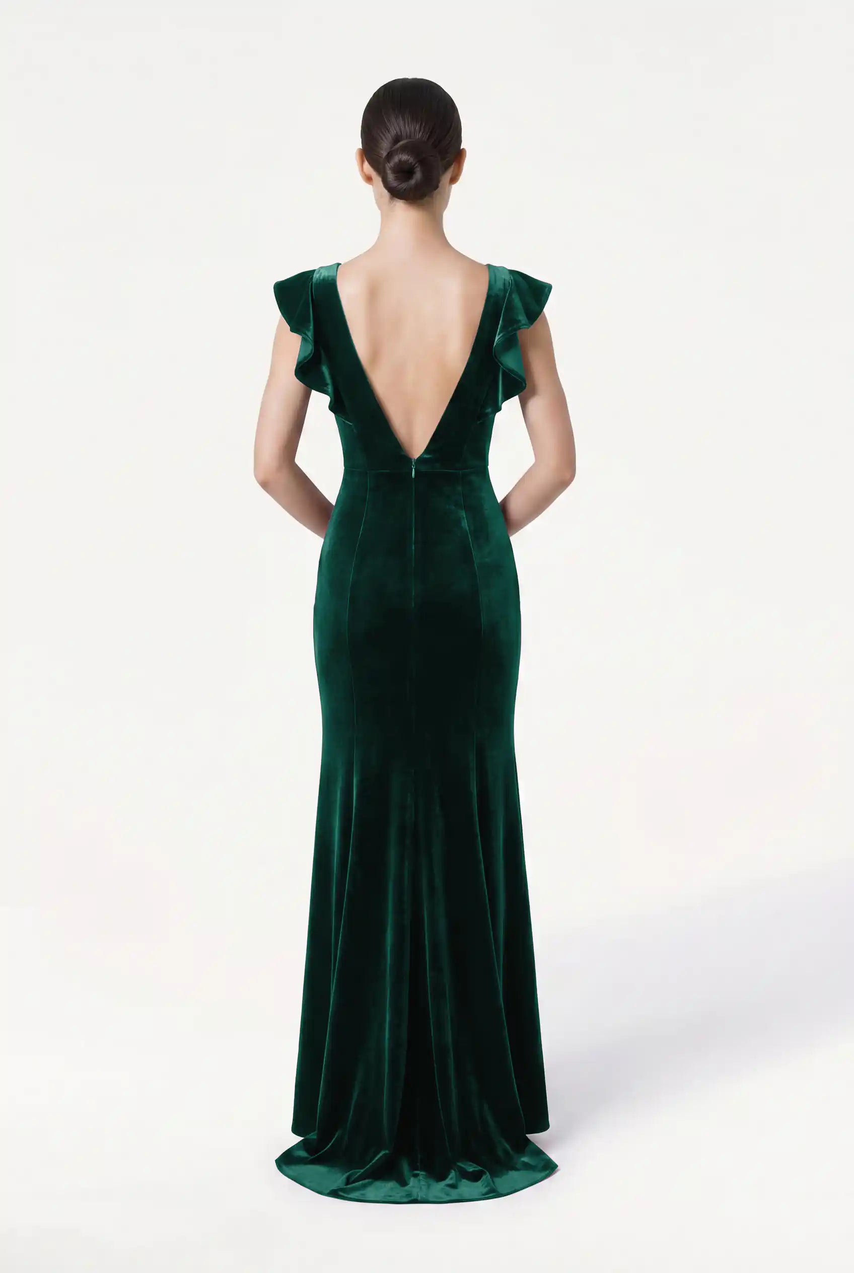 Cecelia Velvet Bridesmaid Dress in Forest Green