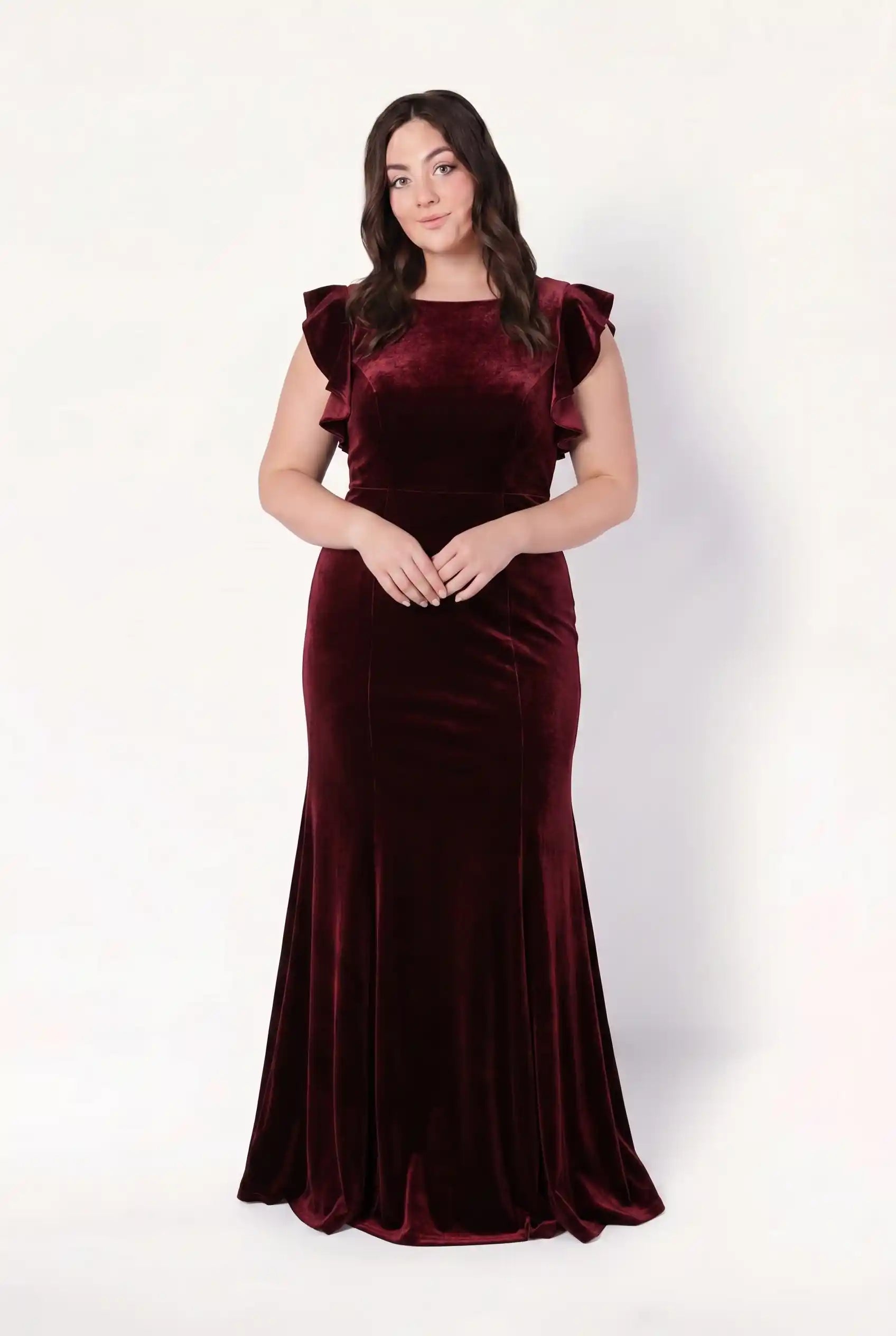 Cecelia Velvet Bridesmaid Dress in Merlot