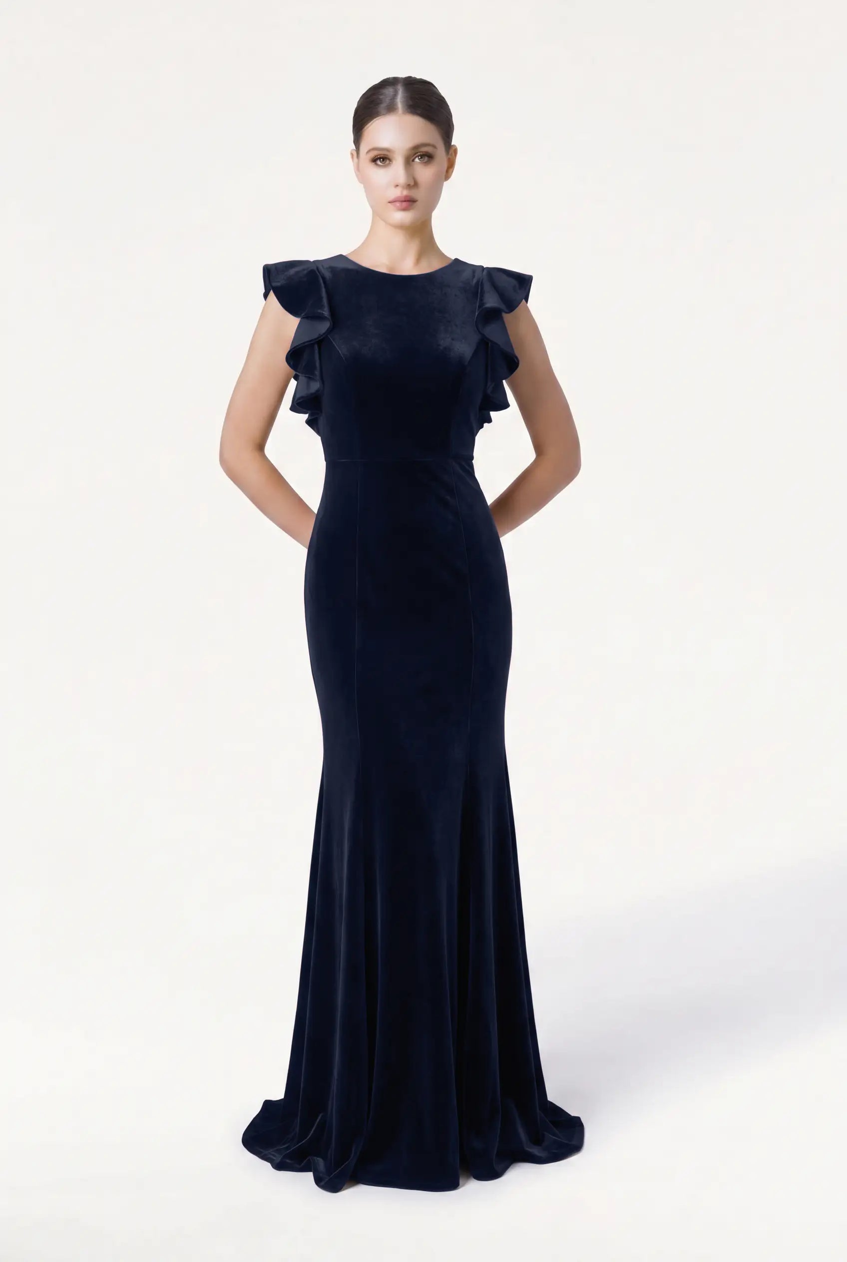 Cecelia Velvet Bridesmaid Dress in Navy