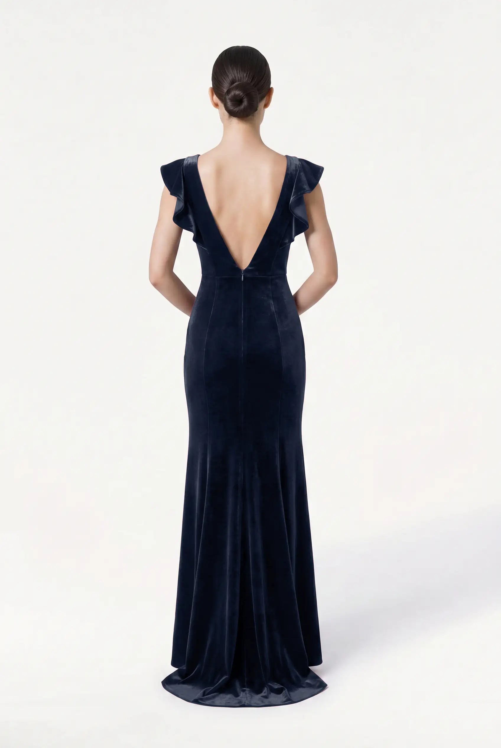 Cecelia Velvet Bridesmaid Dress in Navy