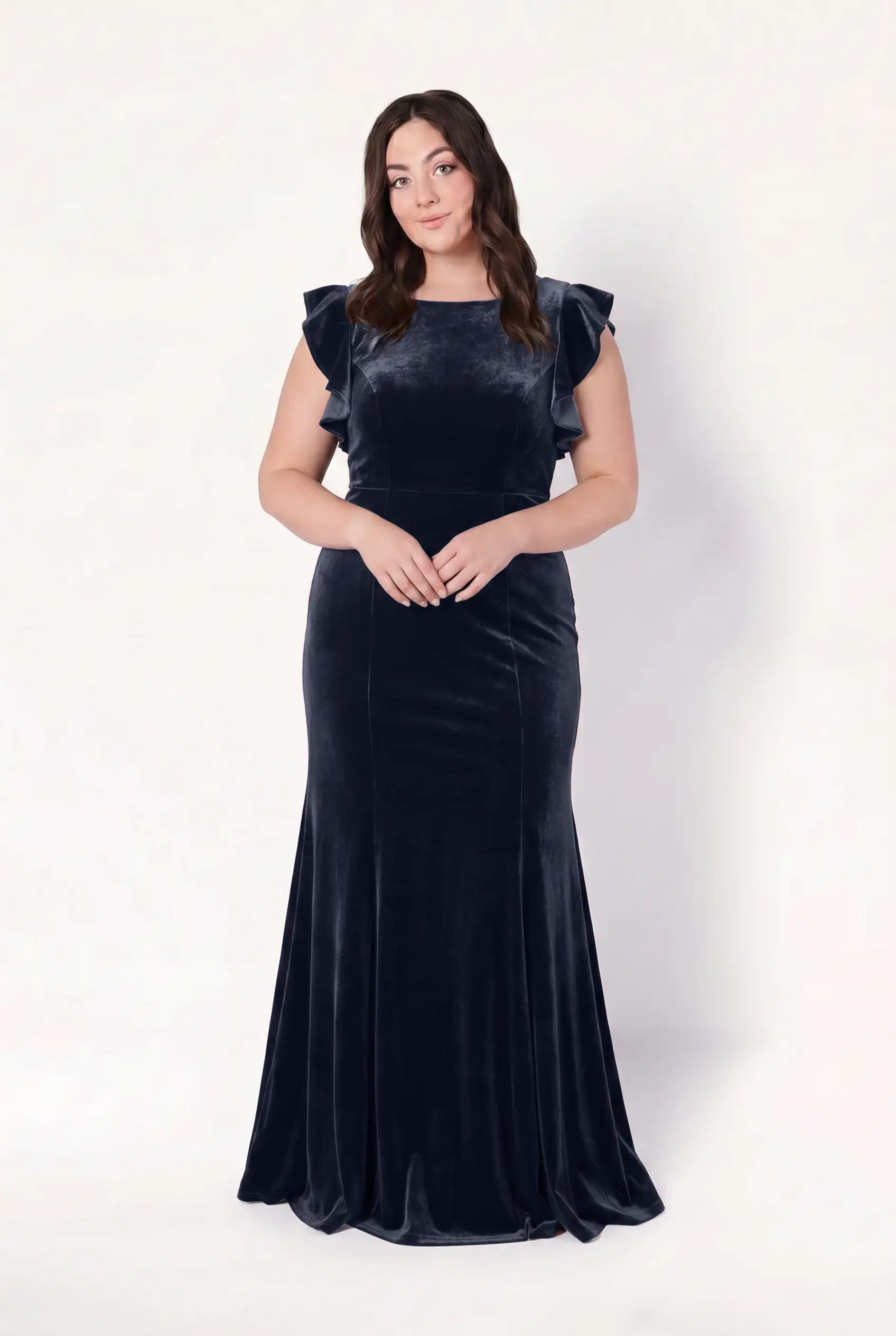 Cecelia Velvet Bridesmaid Dress in Navy