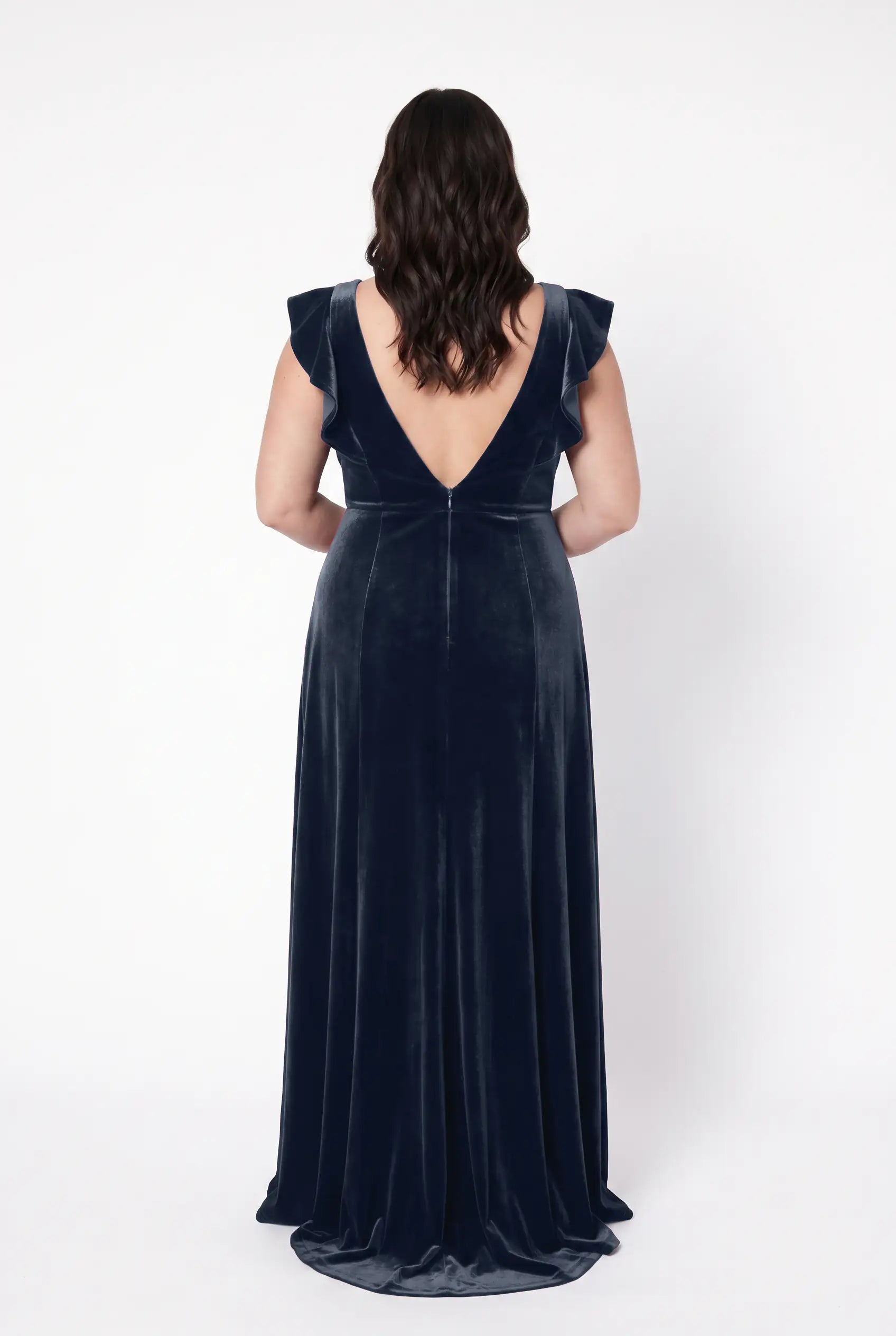 Cecelia Velvet Bridesmaid Dress in Smoke Blue