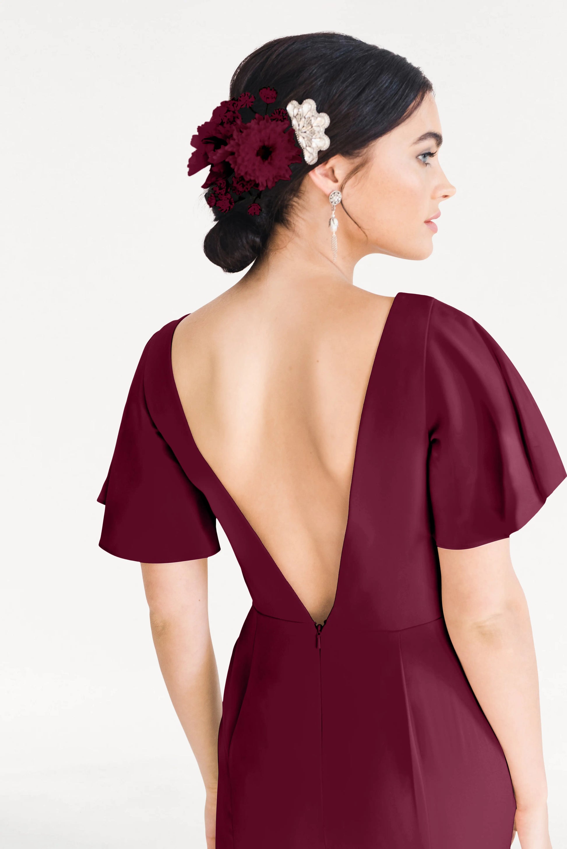Celeste Moss Crepe Bridesmaid Dress in Merlot