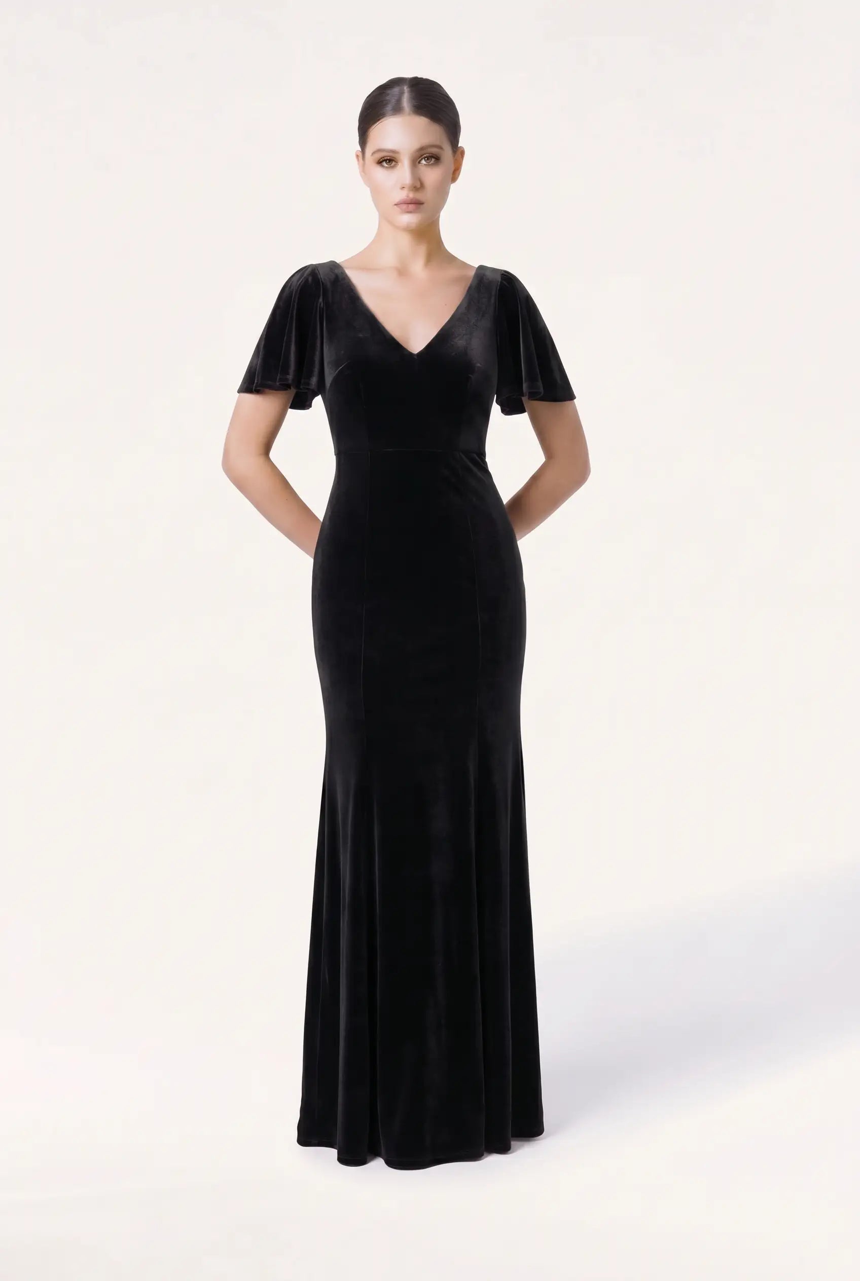 Celeste Velvet Bridesmaid Dress in Black