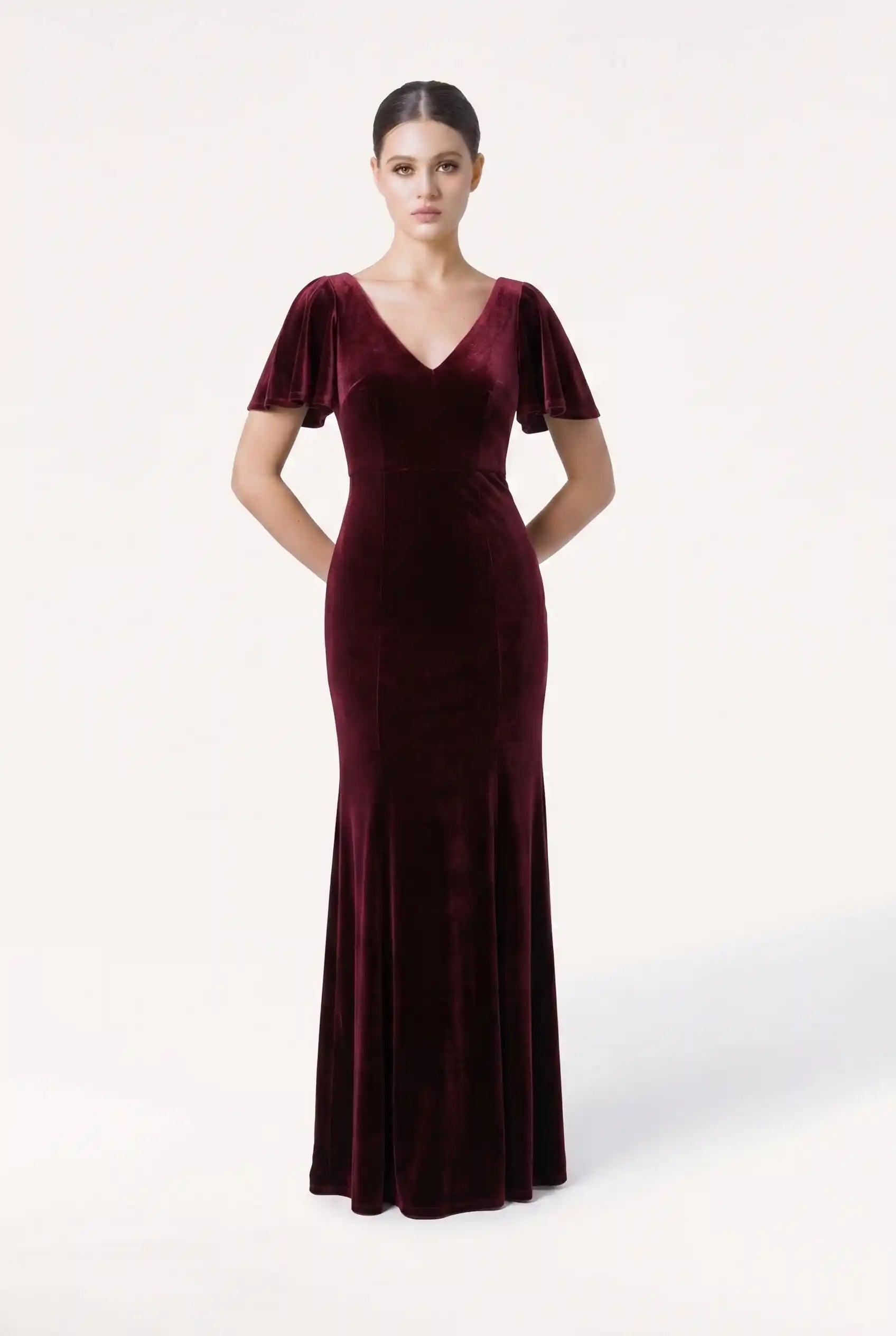 Celeste Velvet Bridesmaid Dress in Merlot